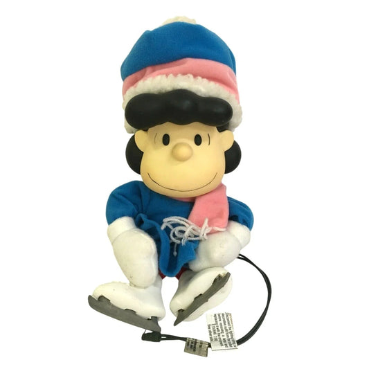 LUCY - Charlie Brown Christmas - Animated Plush w Ice Skate - Plugs into Light Set - Blue Outfit Pink & Blue Scarf & Hat - DanDee - Seasonal & Holiday Decorations - A+ Stuff