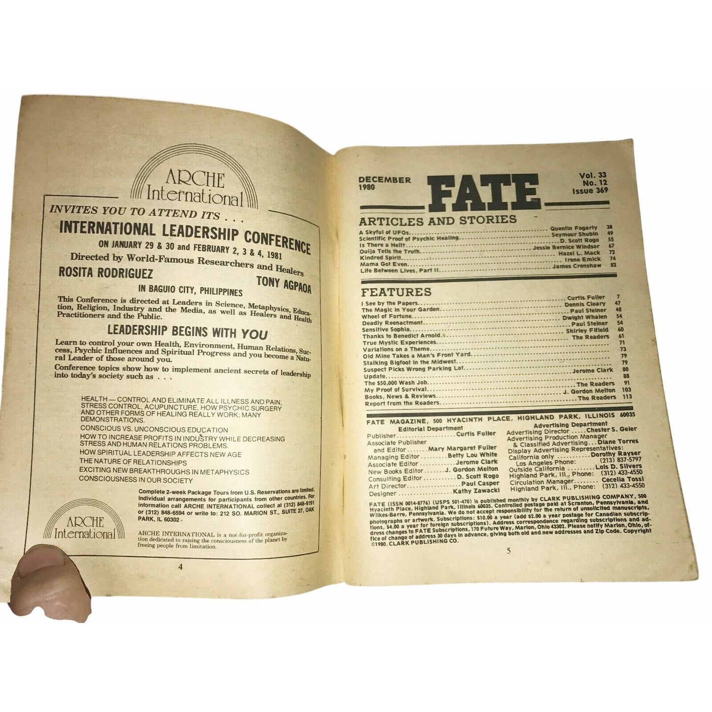 Fate Magazine December 1980 The World's Mysteries Explored UFOs