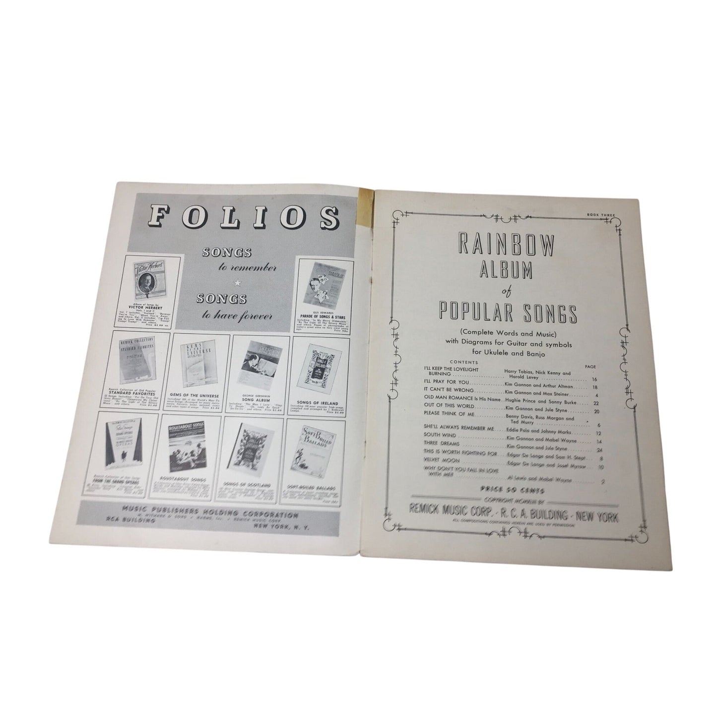 Vintage Copy of Rainbow Album of Popular Songs, Book Three A+ Stuff  A+ Stuff Sheet Music