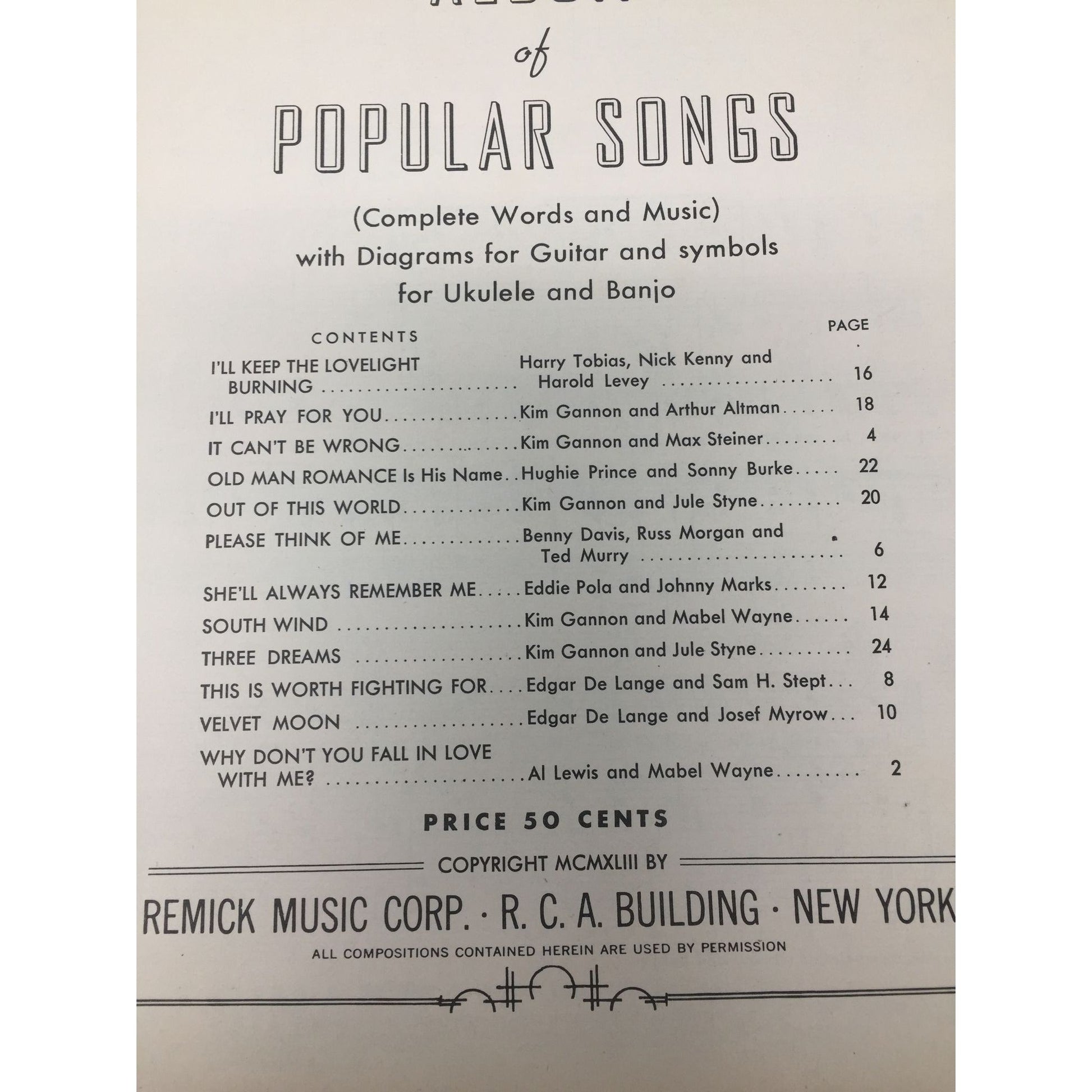 Vintage Copy of Rainbow Album of Popular Songs, Book Three A+ Stuff  A+ Stuff Sheet Music