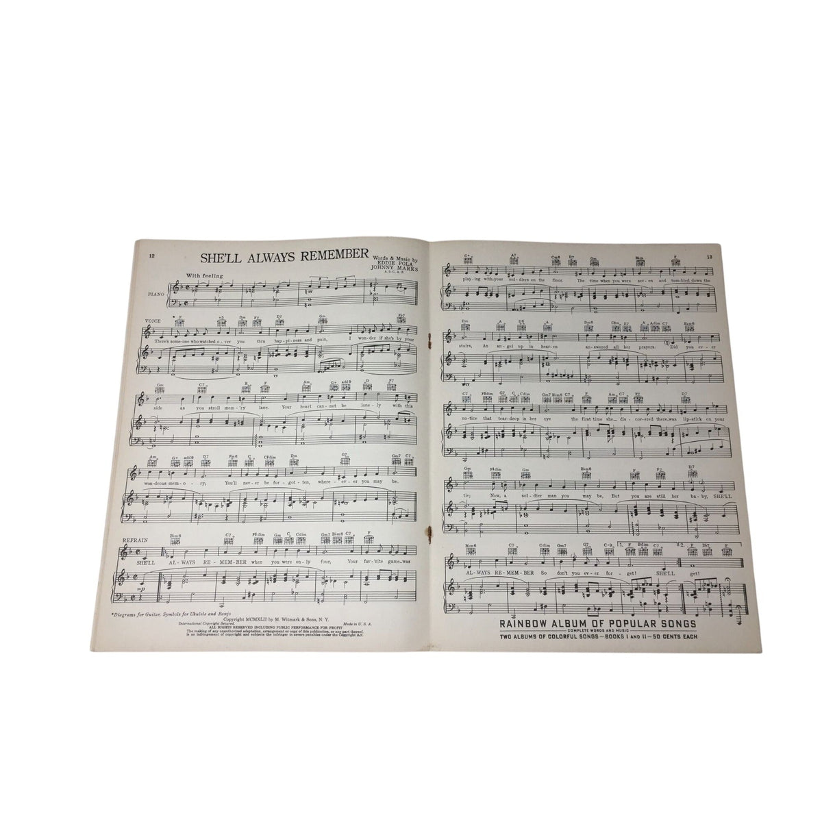 Vintage Copy of Rainbow Album of Popular Songs, Book Three A+ Stuff  A+ Stuff Sheet Music
