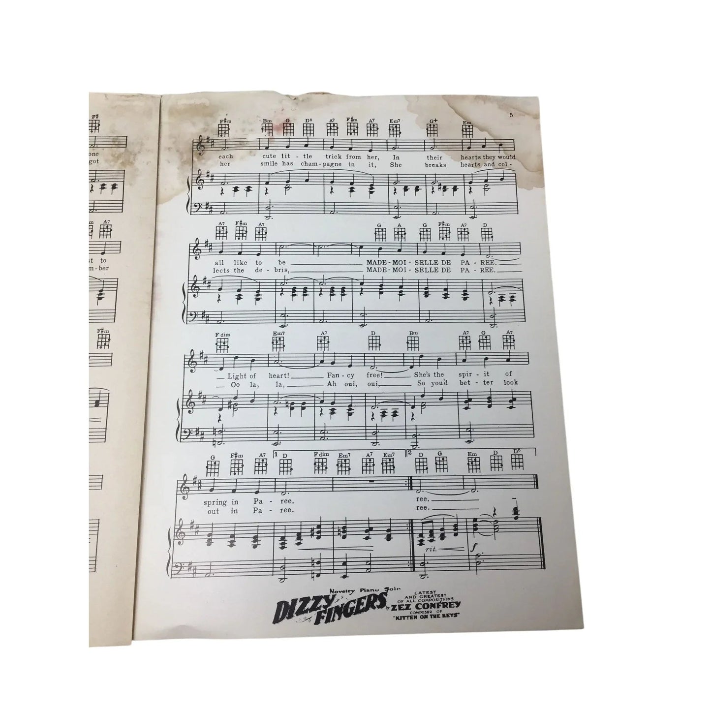 MADEMOISELLE DE PAREE Vintage sheet music - A+ Stuff - SHEET MUSIC - A+ Stuff