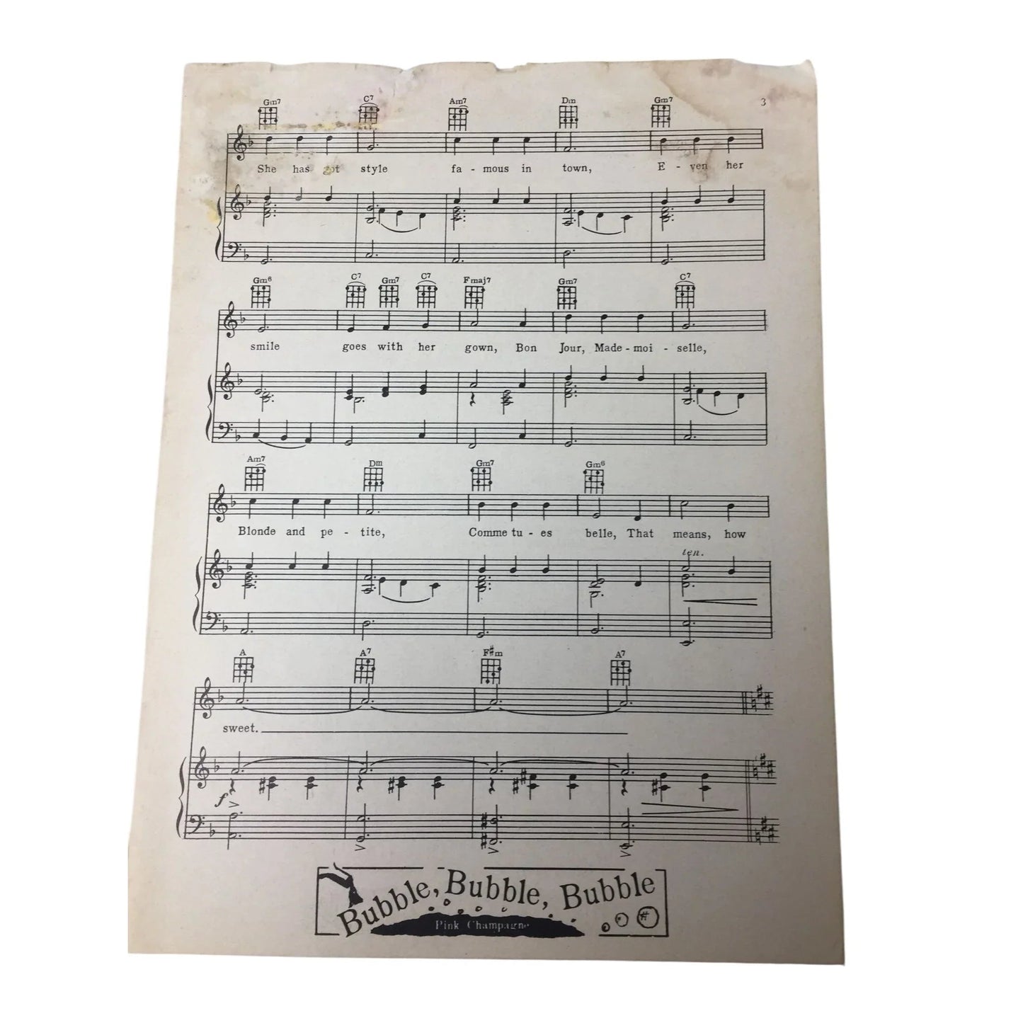 MADEMOISELLE DE PAREE Vintage sheet music - A+ Stuff - SHEET MUSIC - A+ Stuff