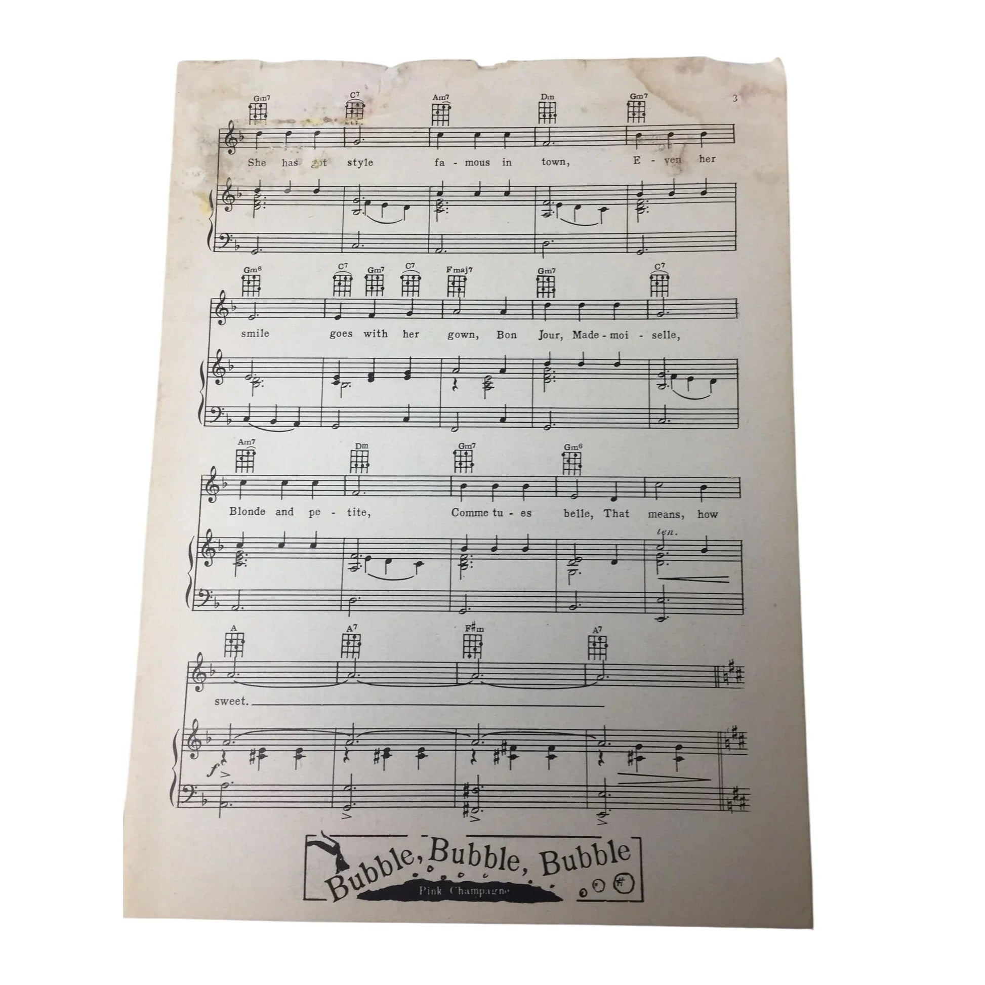 MADEMOISELLE DE PAREE Vintage sheet music - A+ Stuff - SHEET MUSIC - A+ Stuff