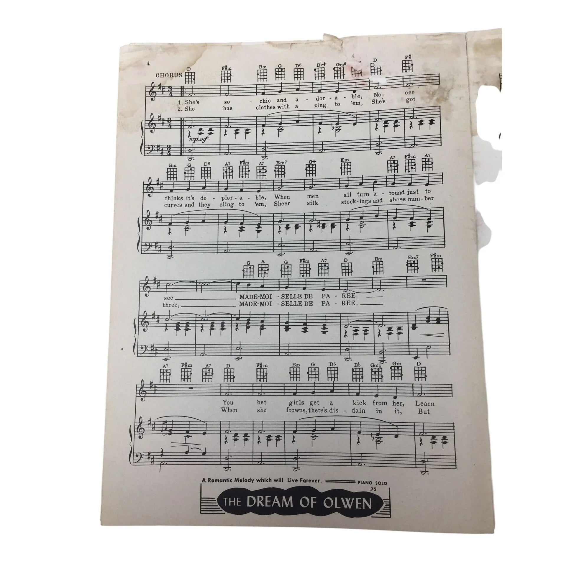MADEMOISELLE DE PAREE Vintage sheet music - A+ Stuff - SHEET MUSIC - A+ Stuff