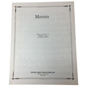 ''Mama'' by Frank De Vol and Jerry Bowne Vintage 1941 Sheet music