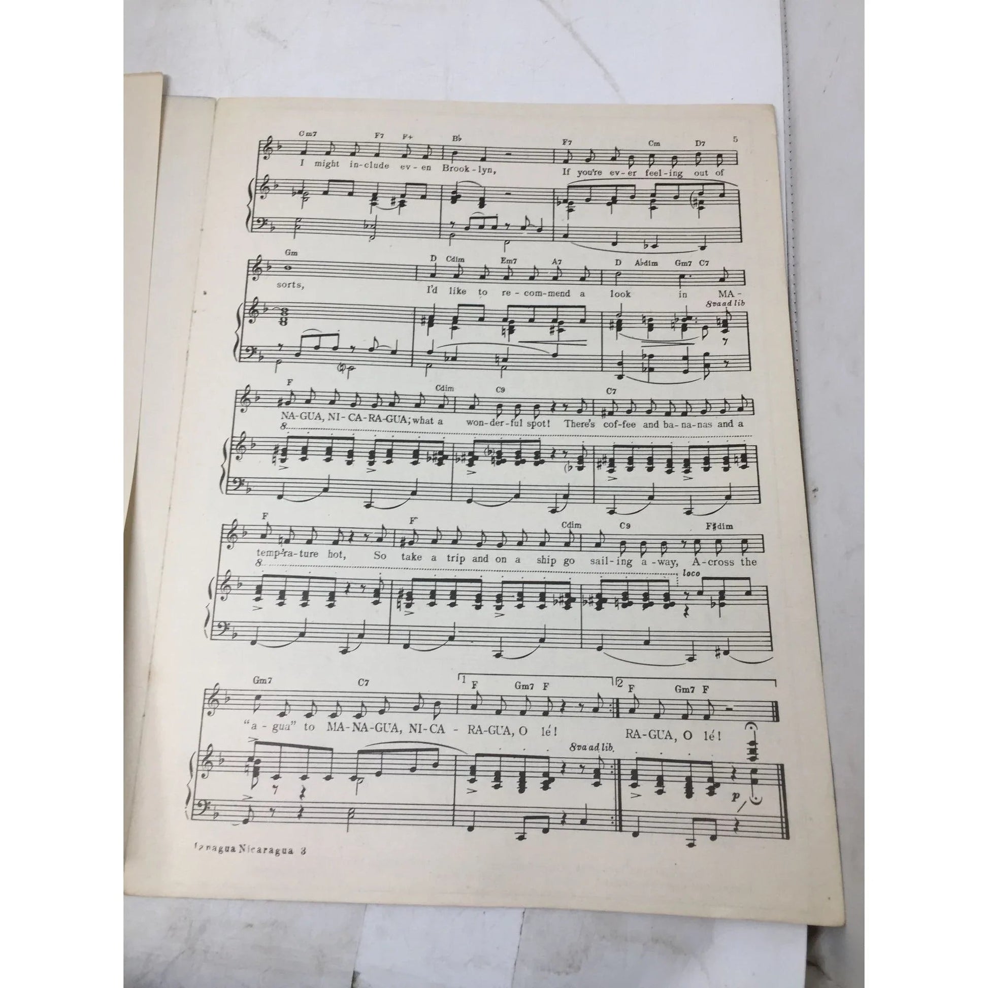 ''MANAGUA NICARAGUA'' Manag - wa Nicarag - wa Sheet Music - A+ Stuff - Sheet Music - A+ Stuff