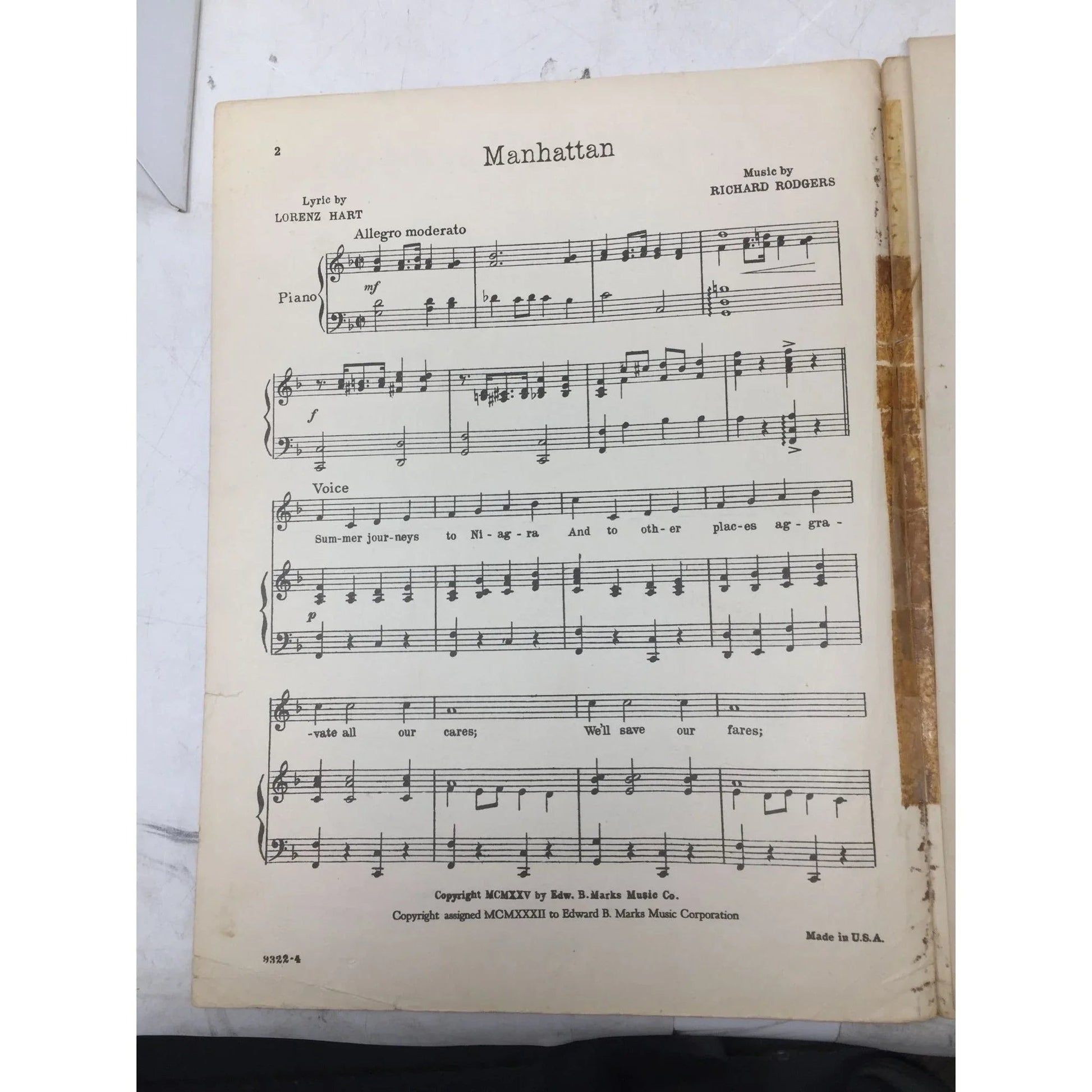 ''Manhattan'' by Lorenz Hart and Richard Rodgers - A+ Stuff - SHEET MUSIC - A+ Stuff