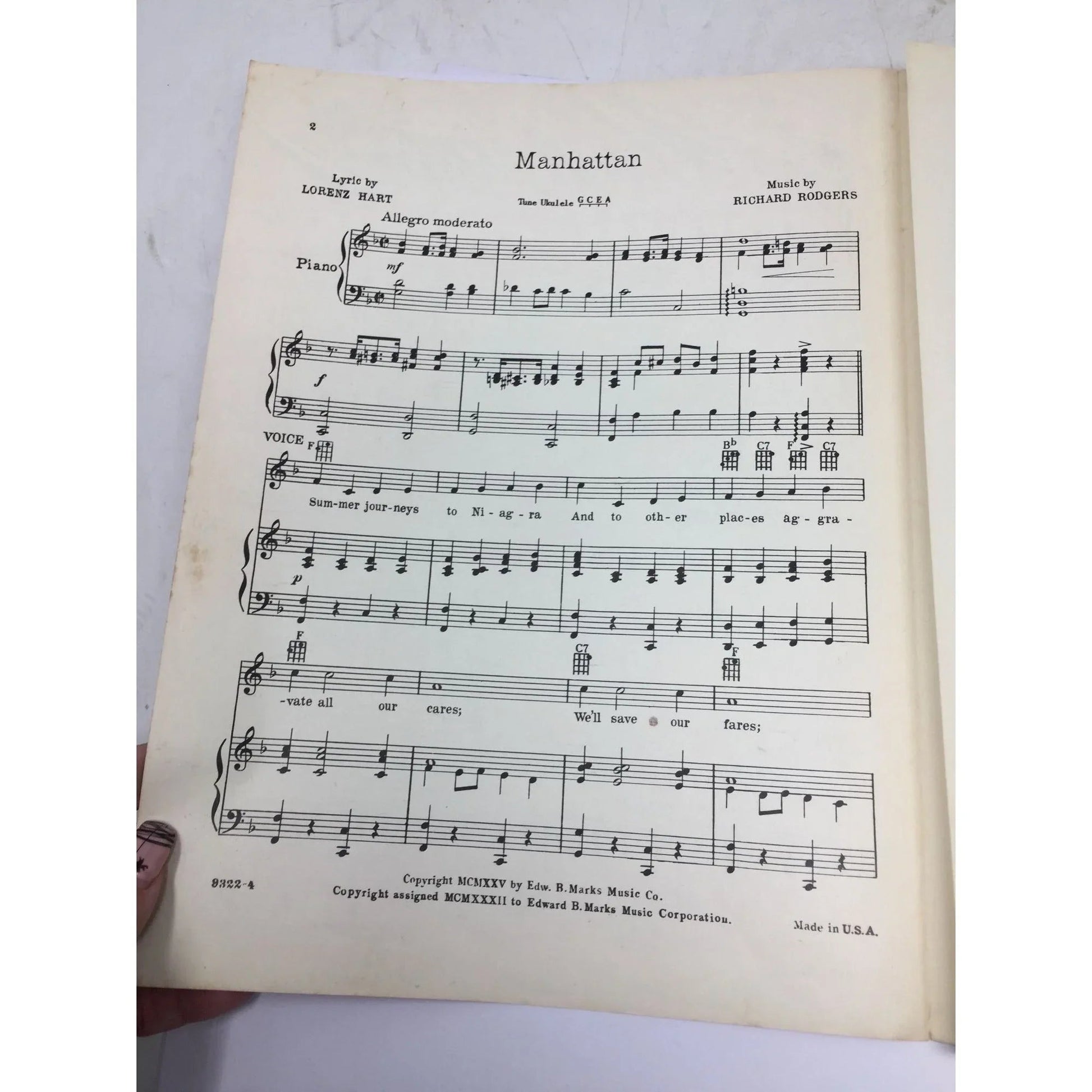 ''Manhattan'' Rodgers and Hart's Enormous Success by Dinah Shore and Tony Martin - A+ Stuff - SHEET MUSIC - A+ Stuff