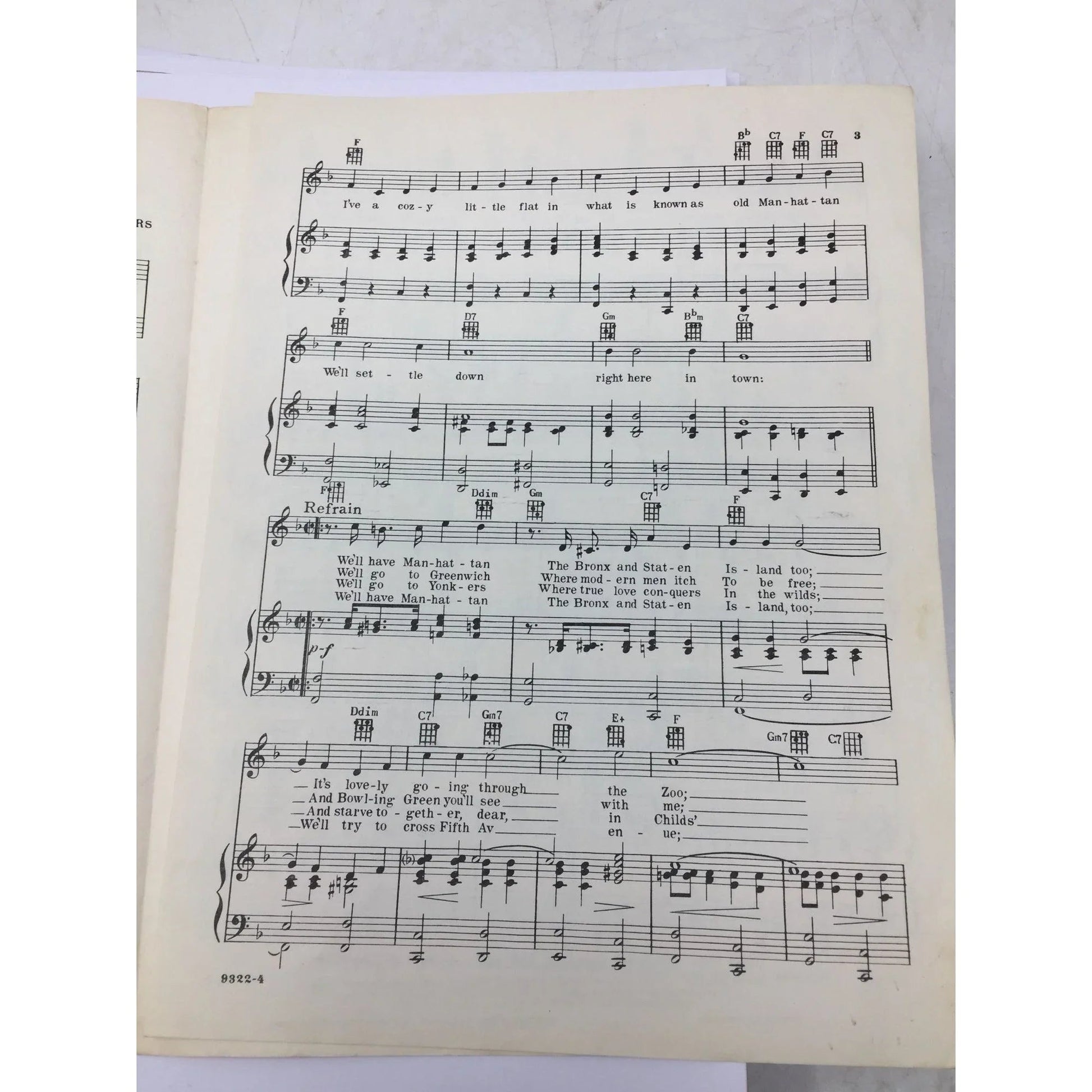 ''Manhattan'' Rodgers and Hart's Enormous Success by Dinah Shore and Tony Martin - A+ Stuff - SHEET MUSIC - A+ Stuff