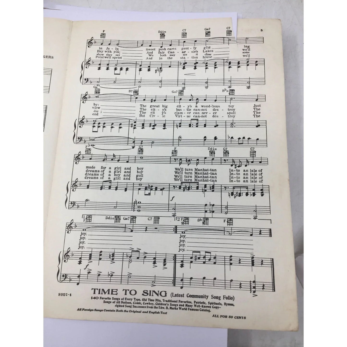 ''Manhattan'' Rodgers and Hart's Enormous Success by Dinah Shore and Tony Martin - A+ Stuff - SHEET MUSIC - A+ Stuff
