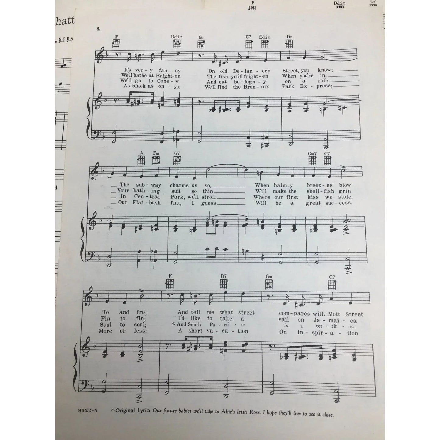 ''Manhattan'' Rodgers and Hart's Enormous Success by Dinah Shore and Tony Martin - A+ Stuff - SHEET MUSIC - A+ Stuff