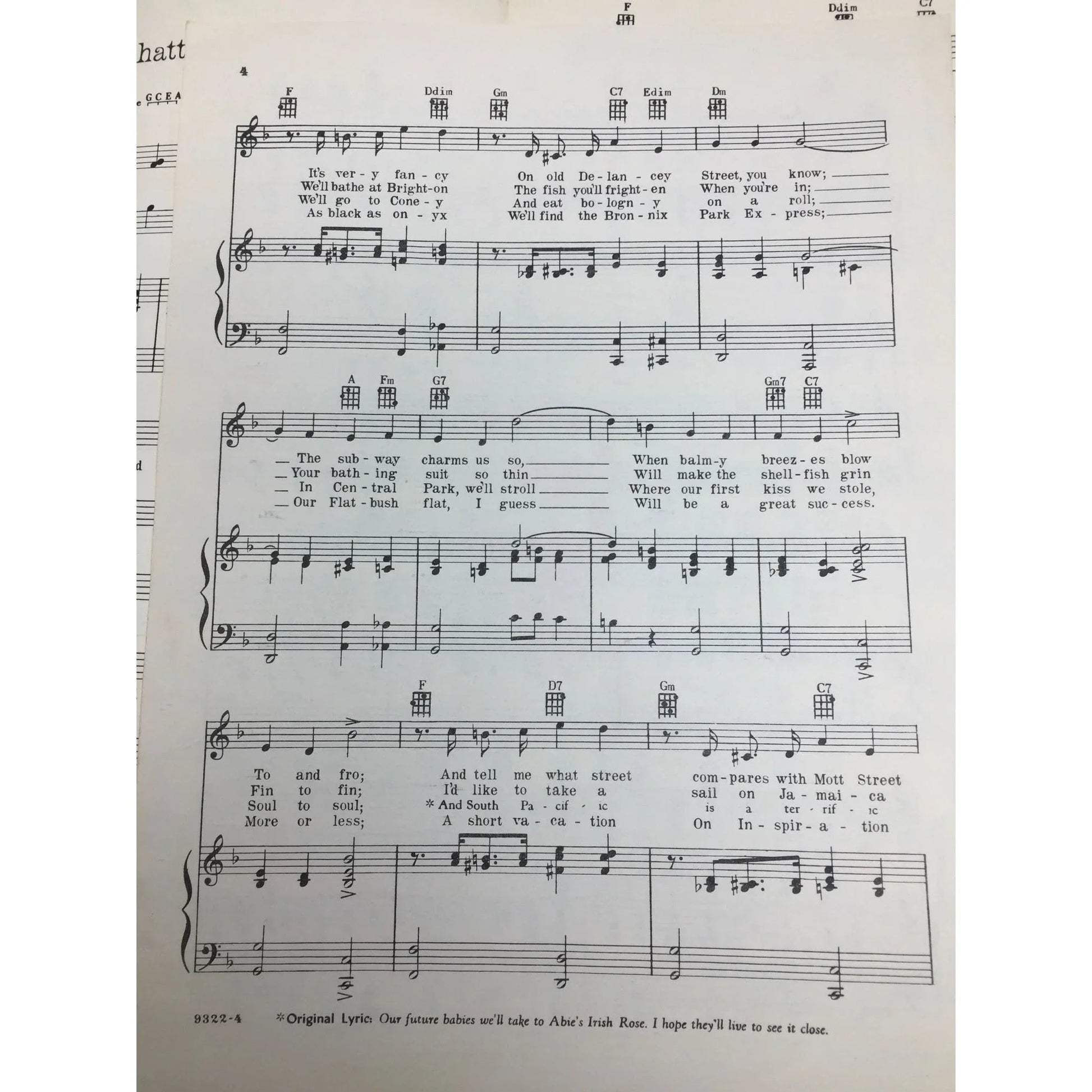 ''Manhattan'' Rodgers and Hart's Enormous Success by Dinah Shore and Tony Martin - A+ Stuff - SHEET MUSIC - A+ Stuff