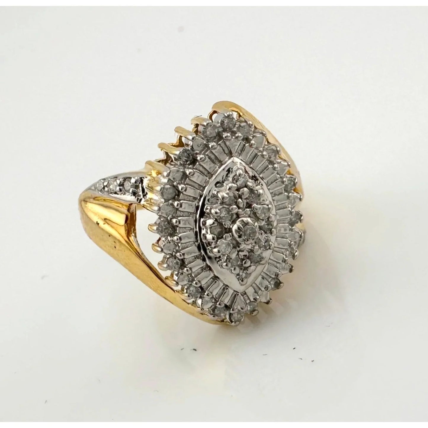 Marquise Cut 1/2 Carat Diamond Ring - Gold Overlaying Sterling Silver Size 8 - Ring - A+ Stuff
