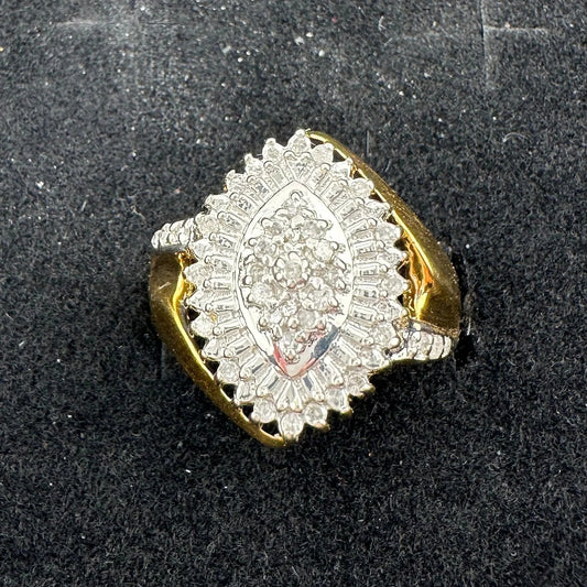 Marquise Cut 1/2 Carat Diamond Ring - Gold Overlaying Sterling Silver Size 8 - Ring - A+ Stuff
