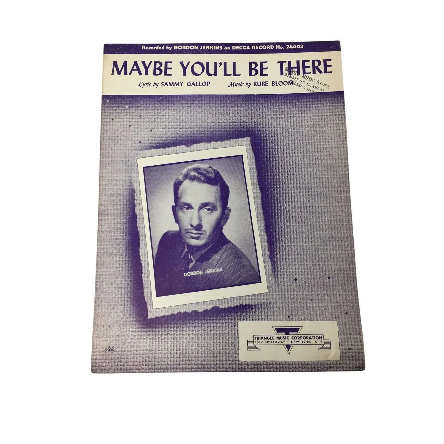 ''Maybe You'll Be There'' Vintage Sheet Music by Sammy Gallop & Rube Bloom - A+ Stuff - SHEET MUSIC - A+ Stuff