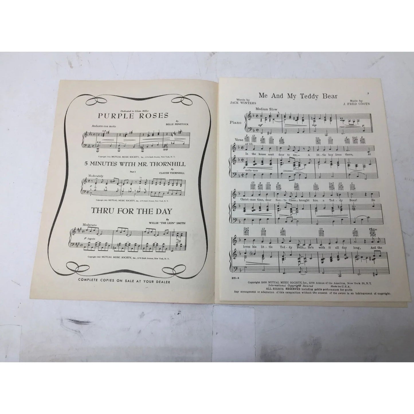 ''Me and My Teddy Bear'' Vintage 1950 Sheet Music - A+ Stuff - sheet music - A+ Stuff