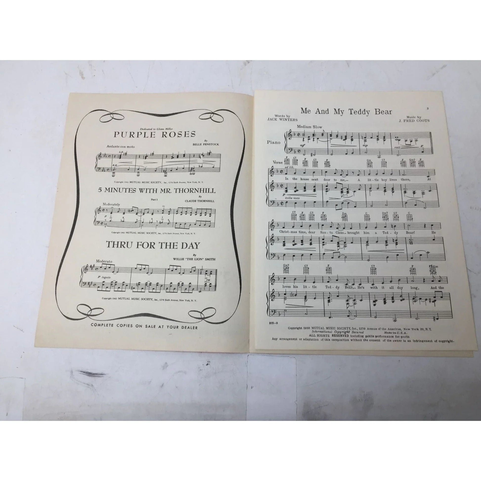 ''Me and My Teddy Bear'' Vintage 1950 Sheet Music - A+ Stuff - sheet music - A+ Stuff