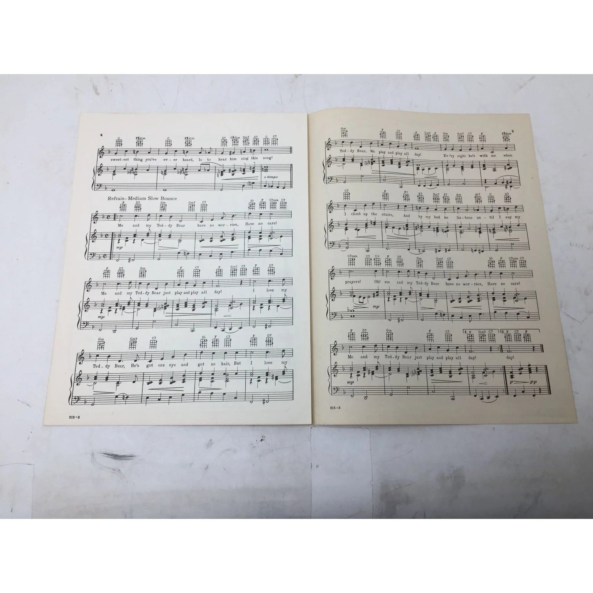 ''Me and My Teddy Bear'' Vintage 1950 Sheet Music - A+ Stuff - sheet music - A+ Stuff