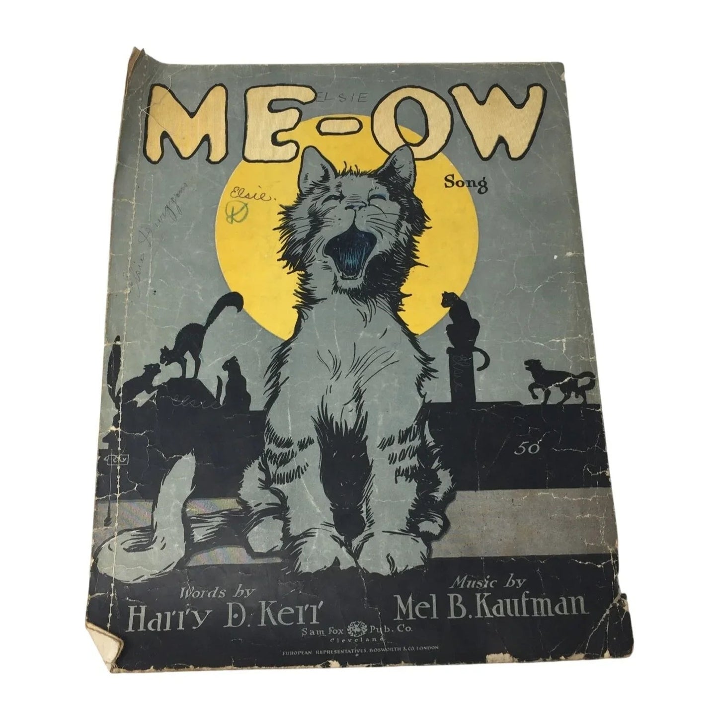 ''ME - OW'' Song 1919 Sam Fox Sheet Music - A+ Stuff - SHEET MUSIC - A+ Stuff