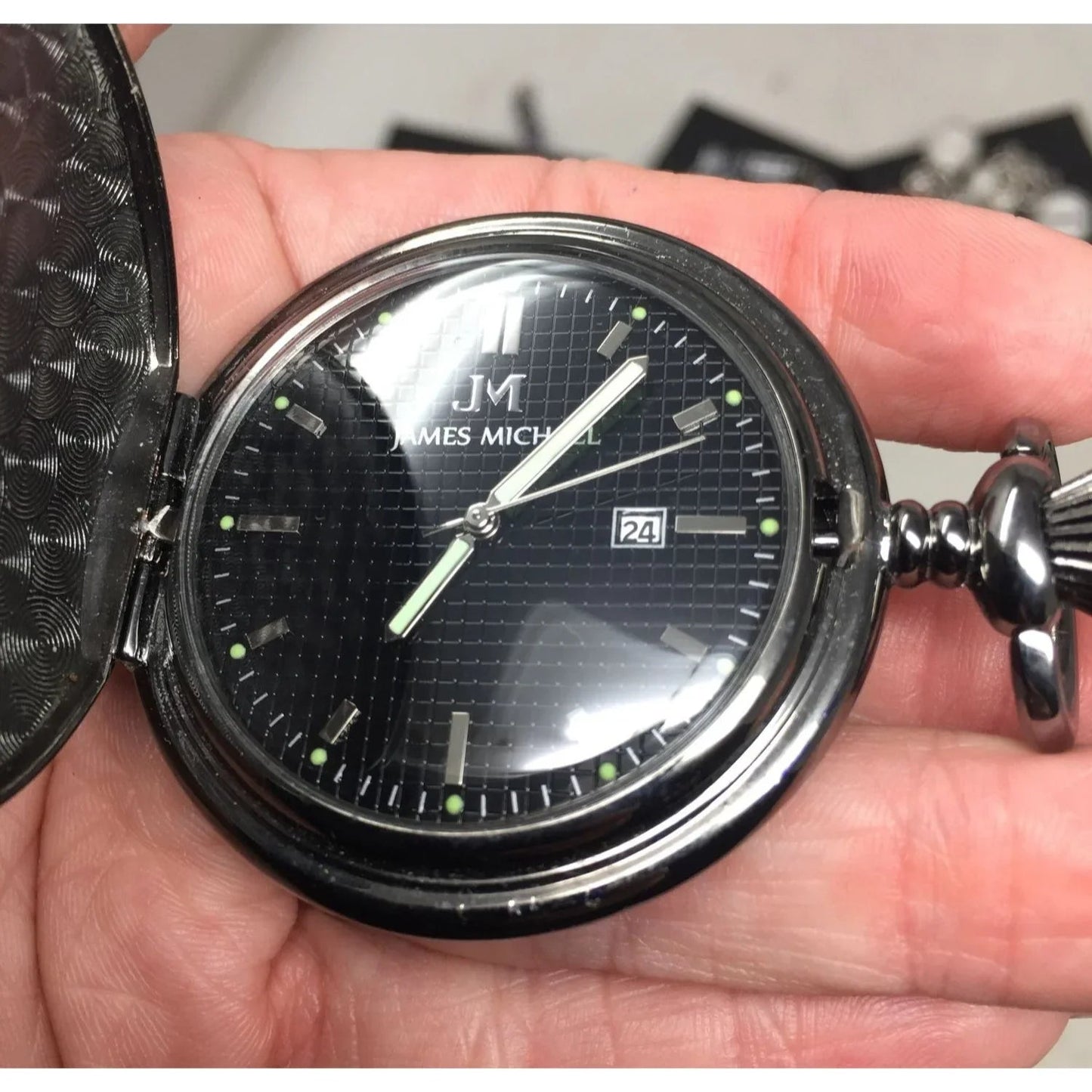 Men's James Michael (JM) Black/Silver Tone Pocket Watch - James Michael - pocketwatch - A+ Stuff