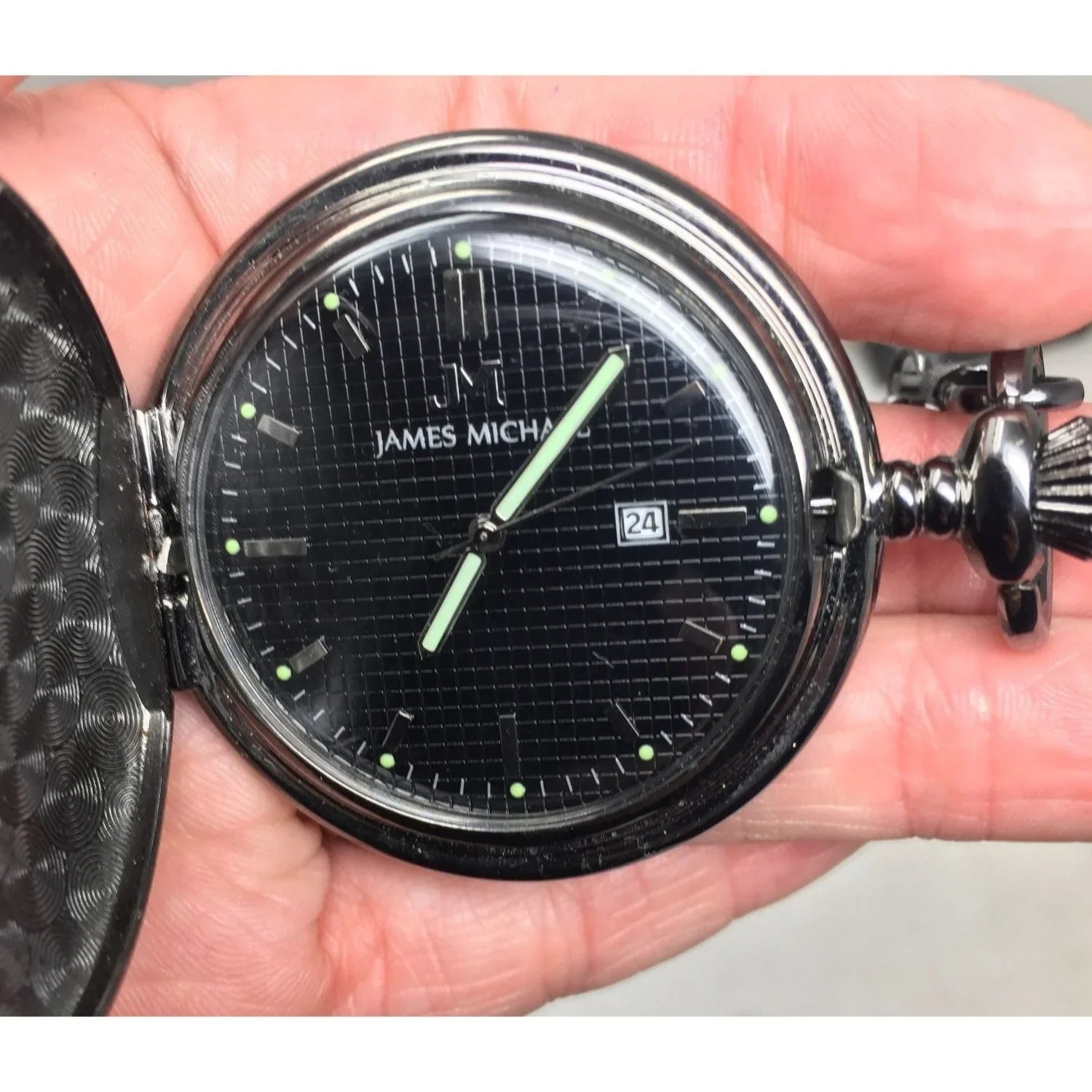 Men's James Michael (JM) Black/Silver Tone Pocket Watch - James Michael - pocketwatch - A+ Stuff