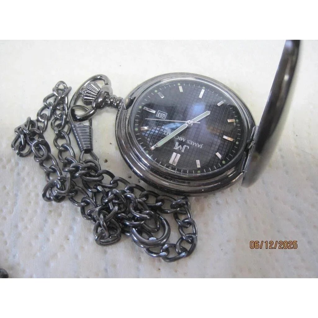 Men's James Michael (JM) Black/Silver Tone Pocket Watch - James Michael - pocketwatch - A+ Stuff