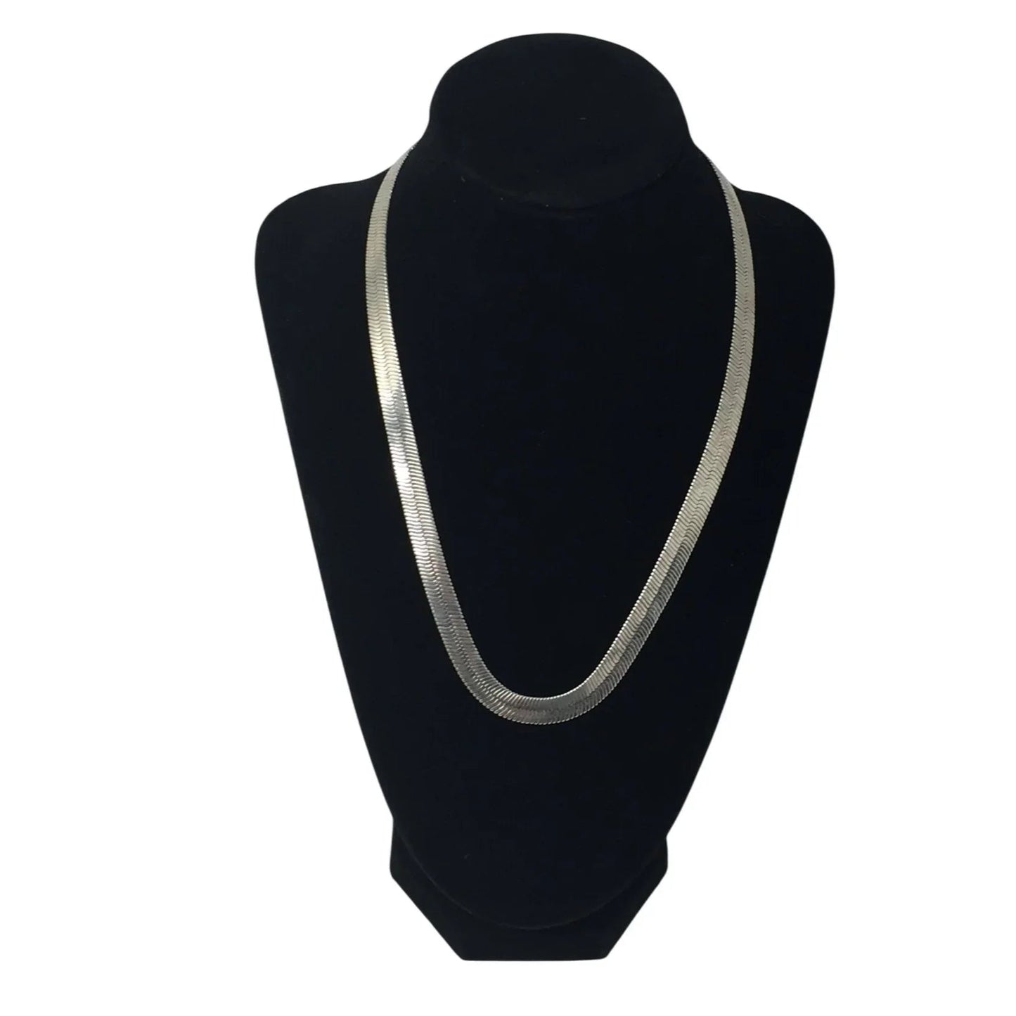 Men's Silver Tone Flat Herringbone Collar Necklace - A+ Stuff - Necklace - A+ Stuff