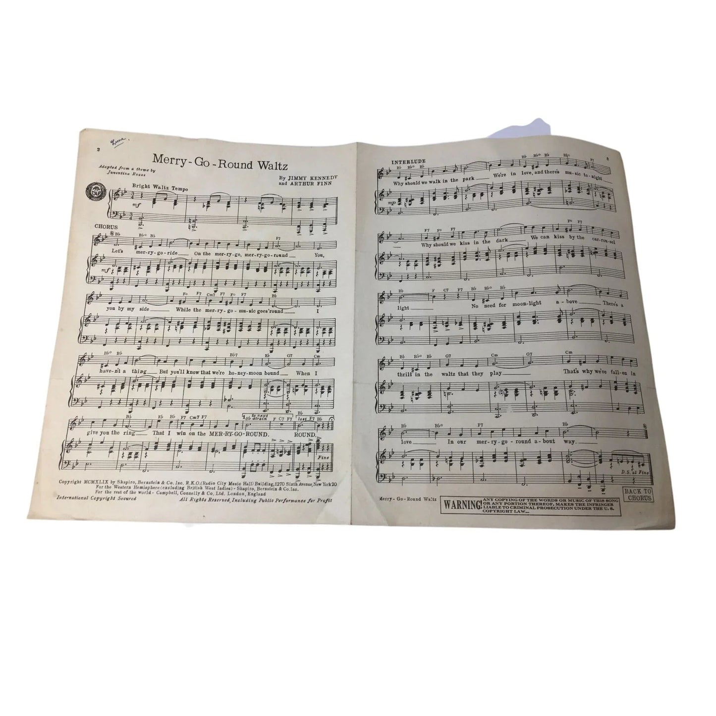 "Merry - Go - Round Waltz" by Jimmy Kennedy and Arthur Finn - A+ Stuff - SHEET MUSIC - A+ Stuff