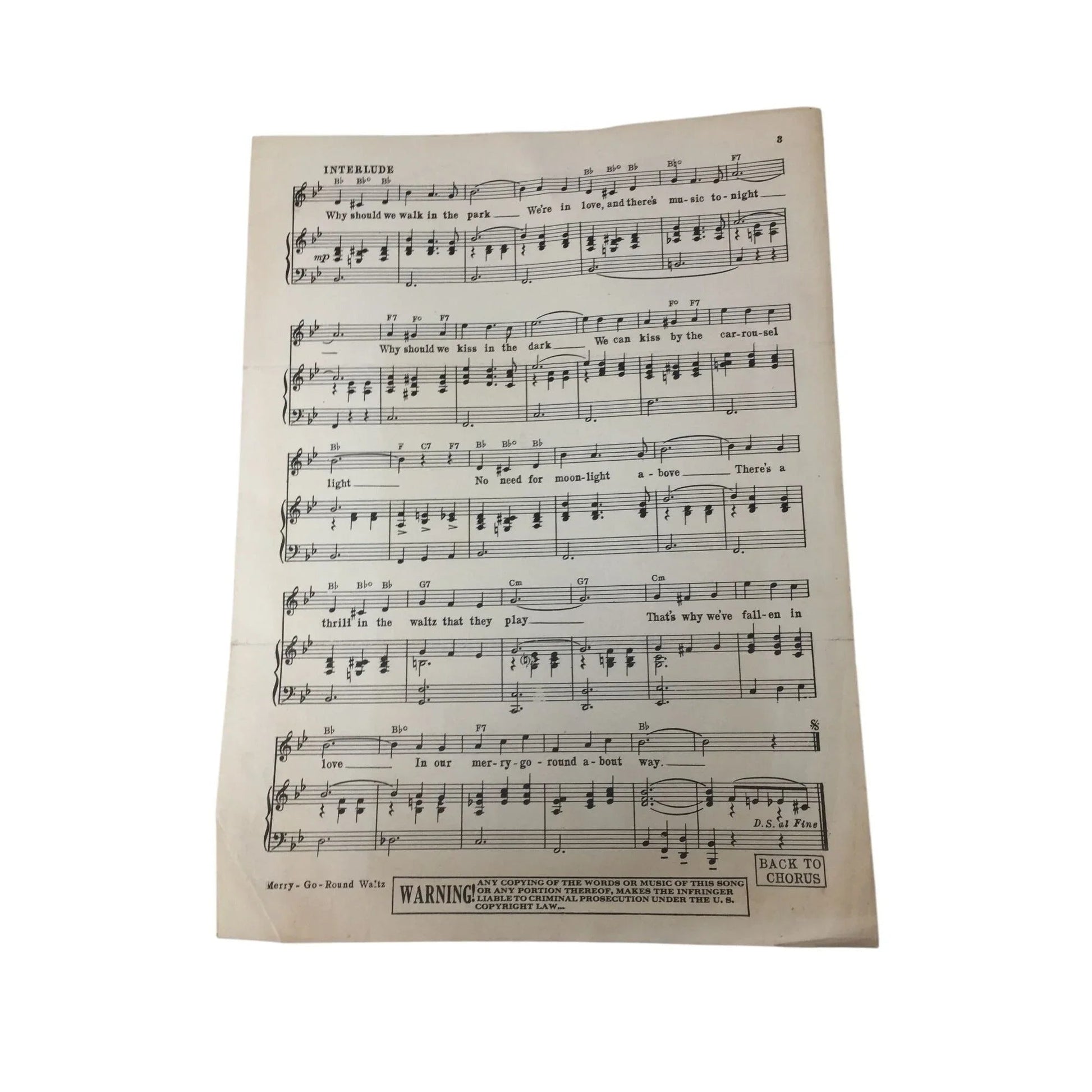 "Merry - Go - Round Waltz" by Jimmy Kennedy and Arthur Finn - A+ Stuff - SHEET MUSIC - A+ Stuff
