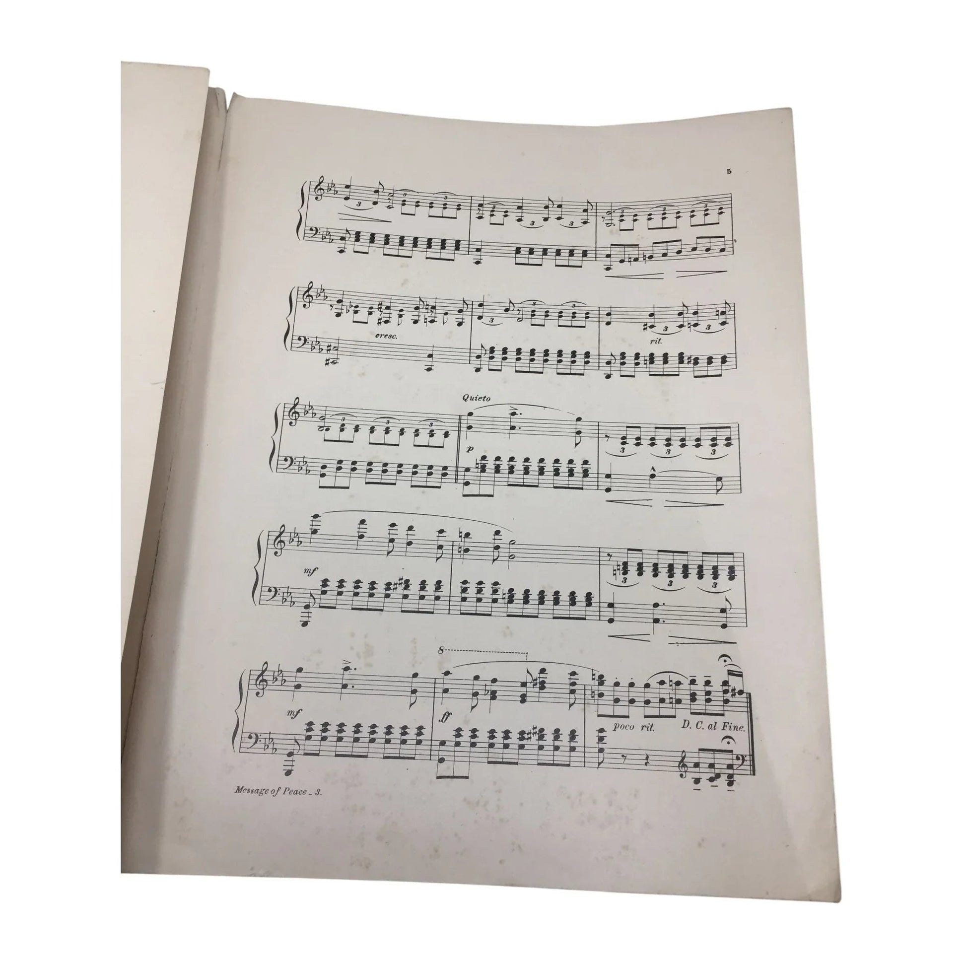 MESSAGE OF PEACE REVERIE BY H ENGELMANN - VINTAGE SHEET MUSIC - A+ Stuff - SHEET MUSIC - A+ Stuff