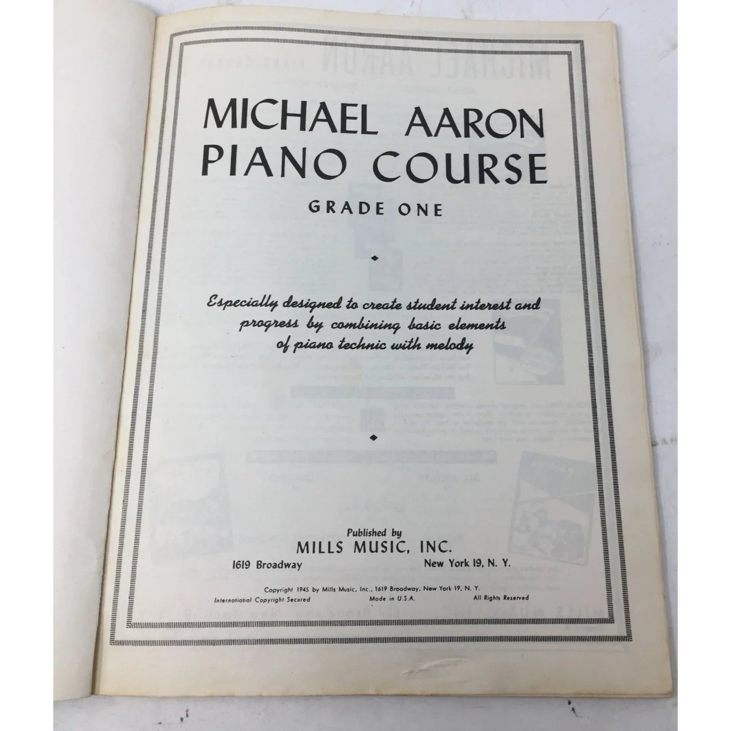 Michael Aaron Piano Course Grade 1 Vintage Sheet Music book - A+ Stuff - Sheet Music - A+ Stuff