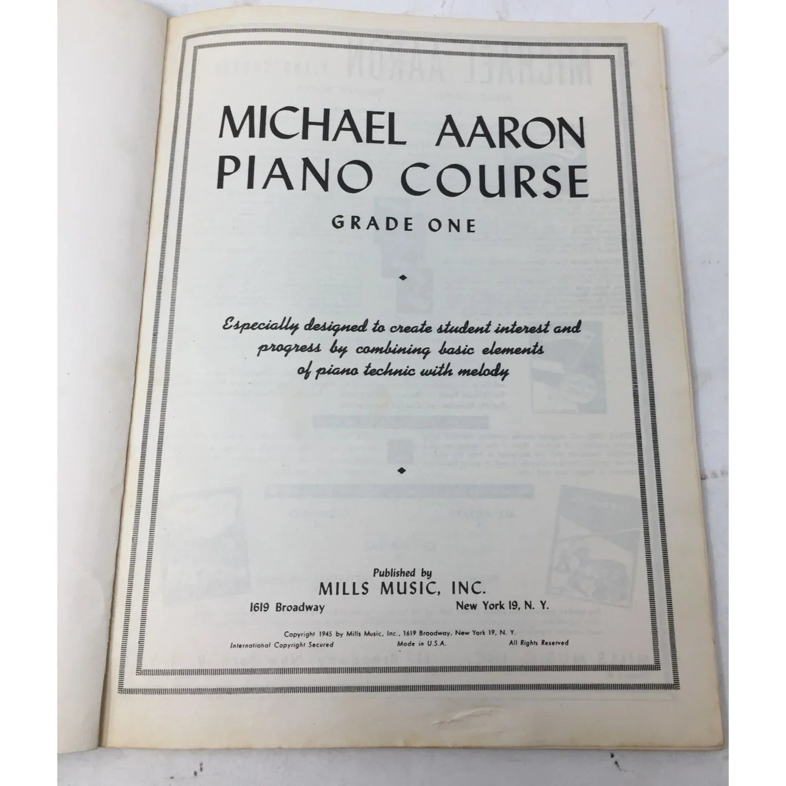 Michael Aaron Piano Course Grade 1 Vintage Sheet Music book - A+ Stuff - Sheet Music - A+ Stuff