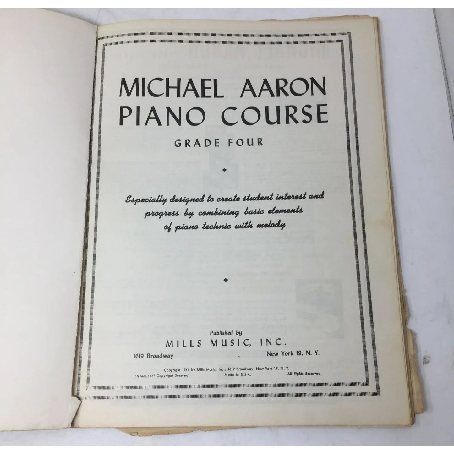 Michael Aaron Piano Course Grade Four Vintage Sheet music - Mills music inc - sheet music - A+ Stuff
