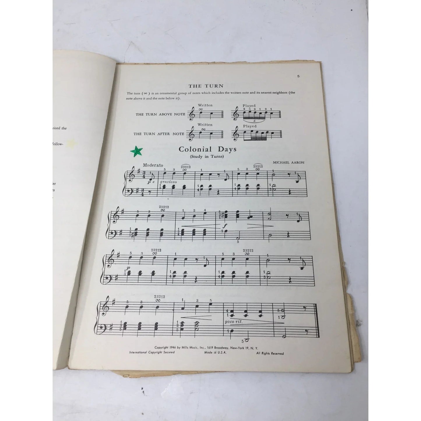 Michael Aaron Piano Course Grade Four Vintage Sheet music - Mills music inc - sheet music - A+ Stuff