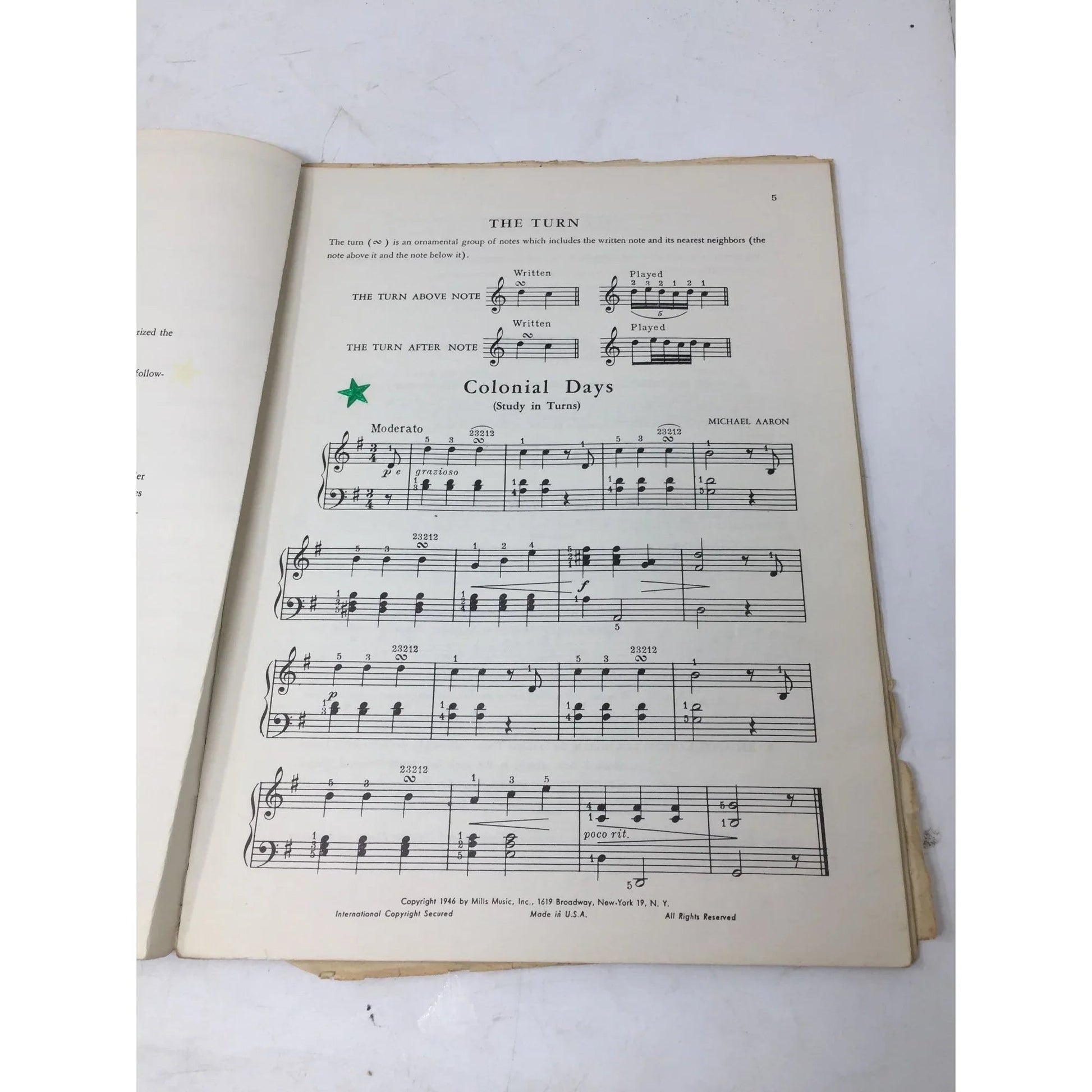 Michael Aaron Piano Course Grade Four Vintage Sheet music - Mills music inc - sheet music - A+ Stuff