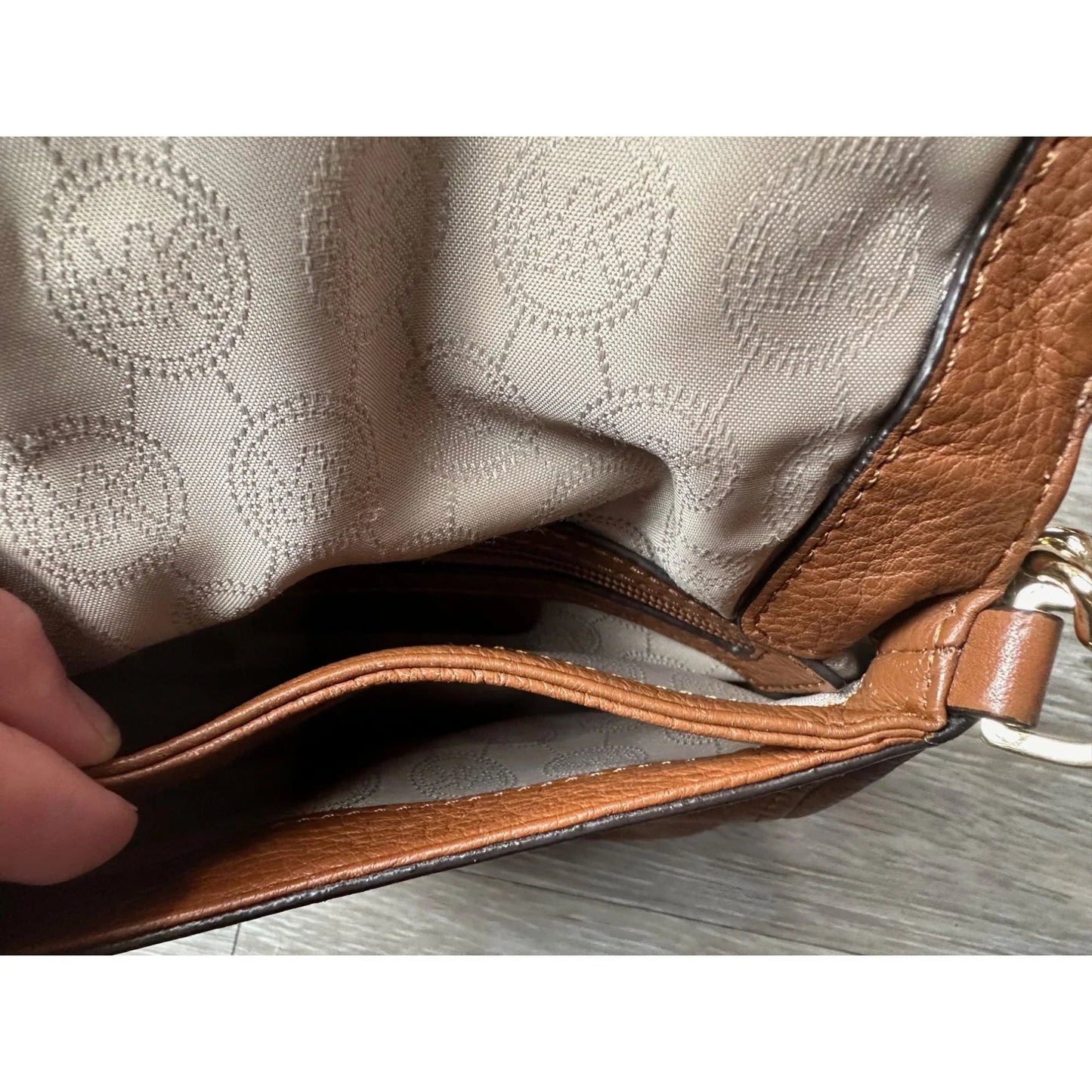 Michael Kors Chestnut Leather Crossbody Bag w Top Flap Pocket - A+ Stuff