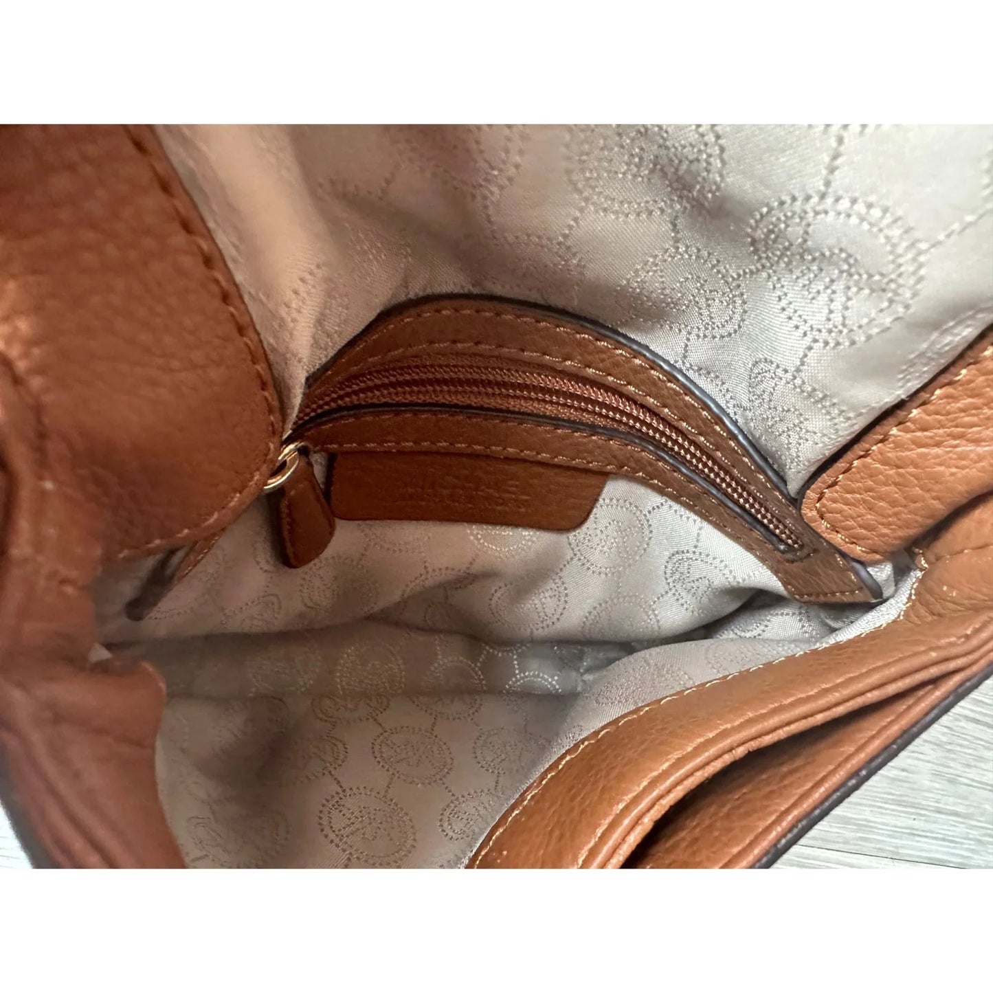 Michael Kors Chestnut Leather Crossbody Bag w Top Flap Pocket - A+ Stuff