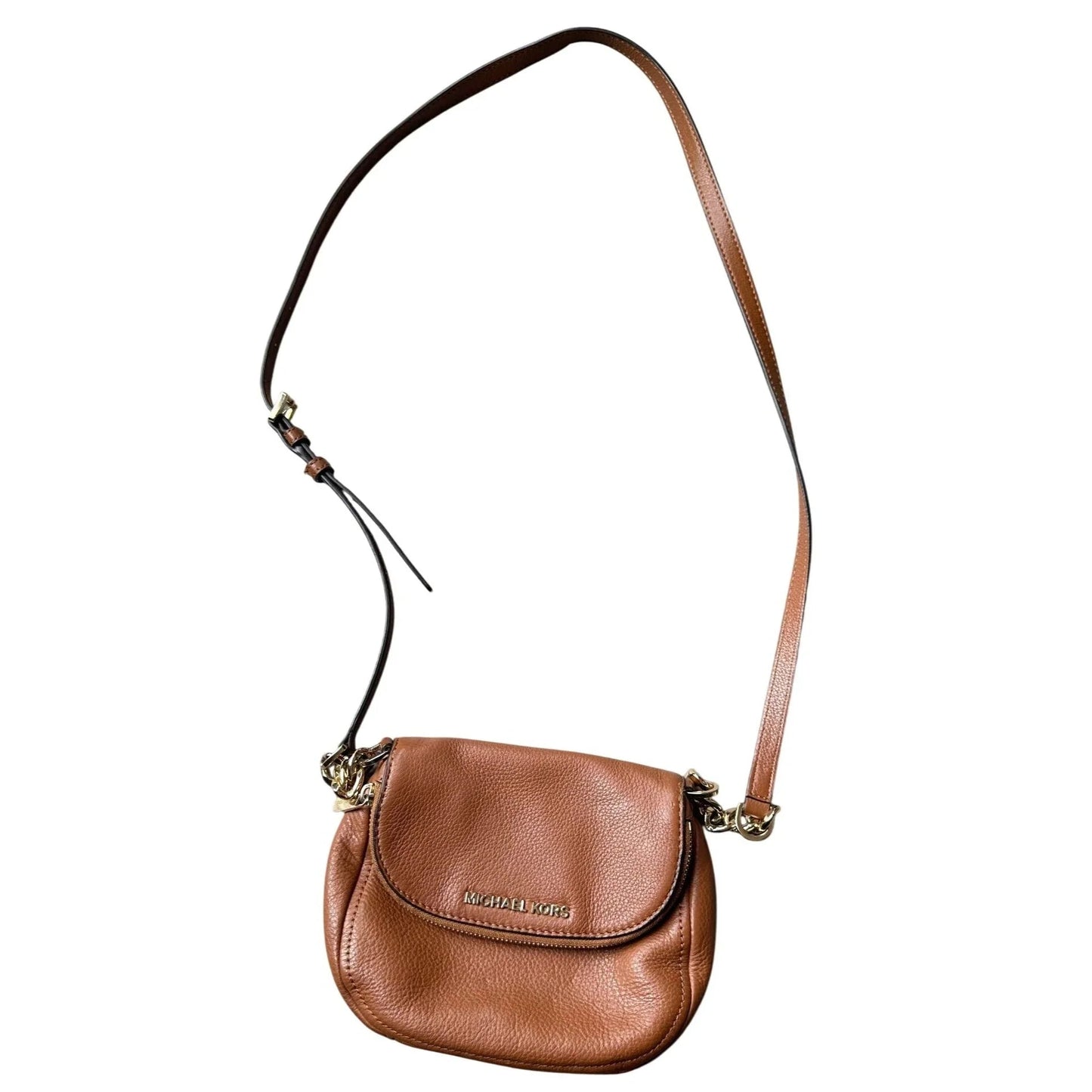 Michael Kors Chestnut Leather Crossbody Bag w Top Flap Pocket - A+ Stuff