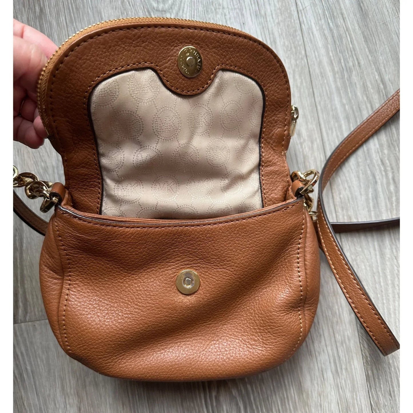 Michael Kors Chestnut Leather Crossbody Bag w Top Flap Pocket - A+ Stuff