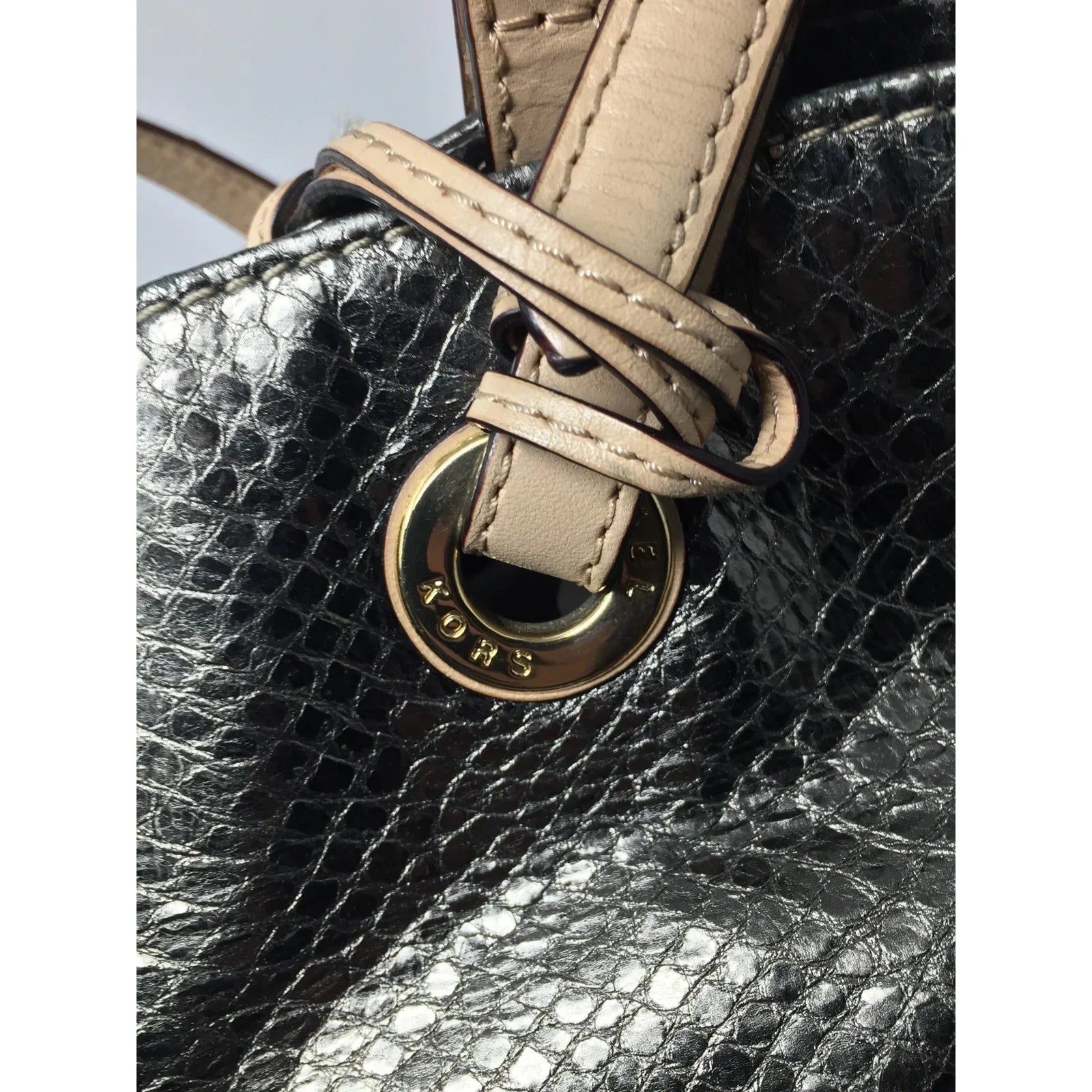 Michael Kors Jet Set Gray Leather Python Embossed Tote Bag - Michael Kors - Shoulder Bag - A+ Stuff