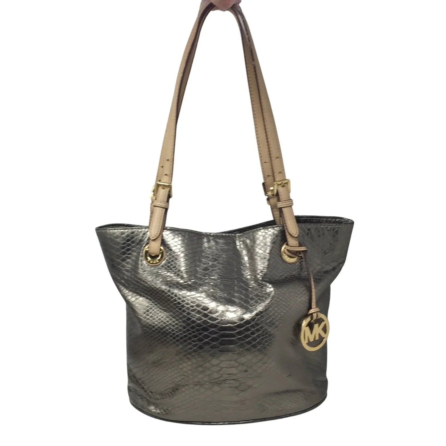 Michael Kors Jet Set Gray Leather Python Embossed Tote Bag - Michael Kors - Shoulder Bag - A+ Stuff