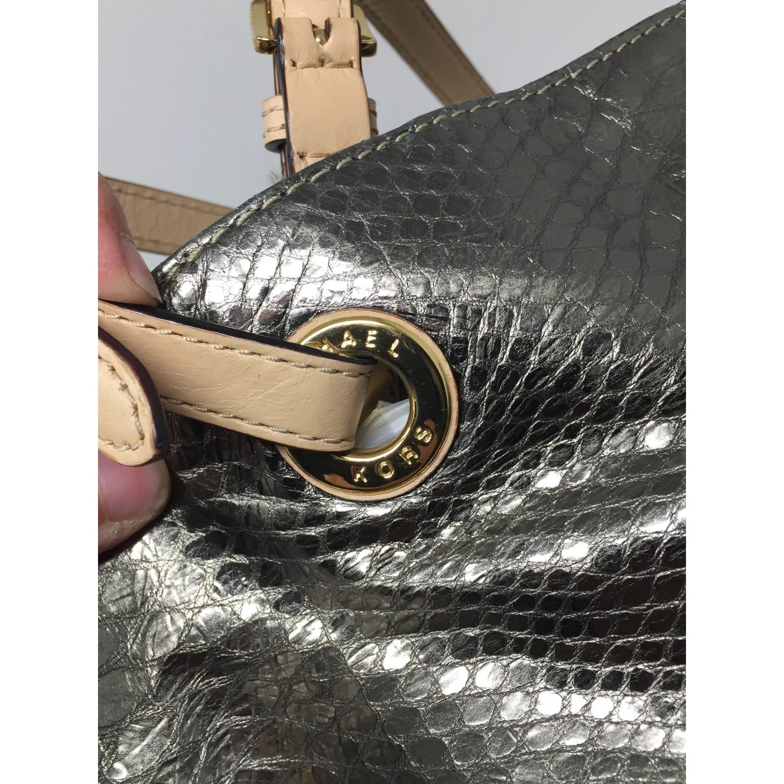 Michael Kors Jet Set Gray Leather Python Embossed Tote Bag - Michael Kors - Shoulder Bag - A+ Stuff