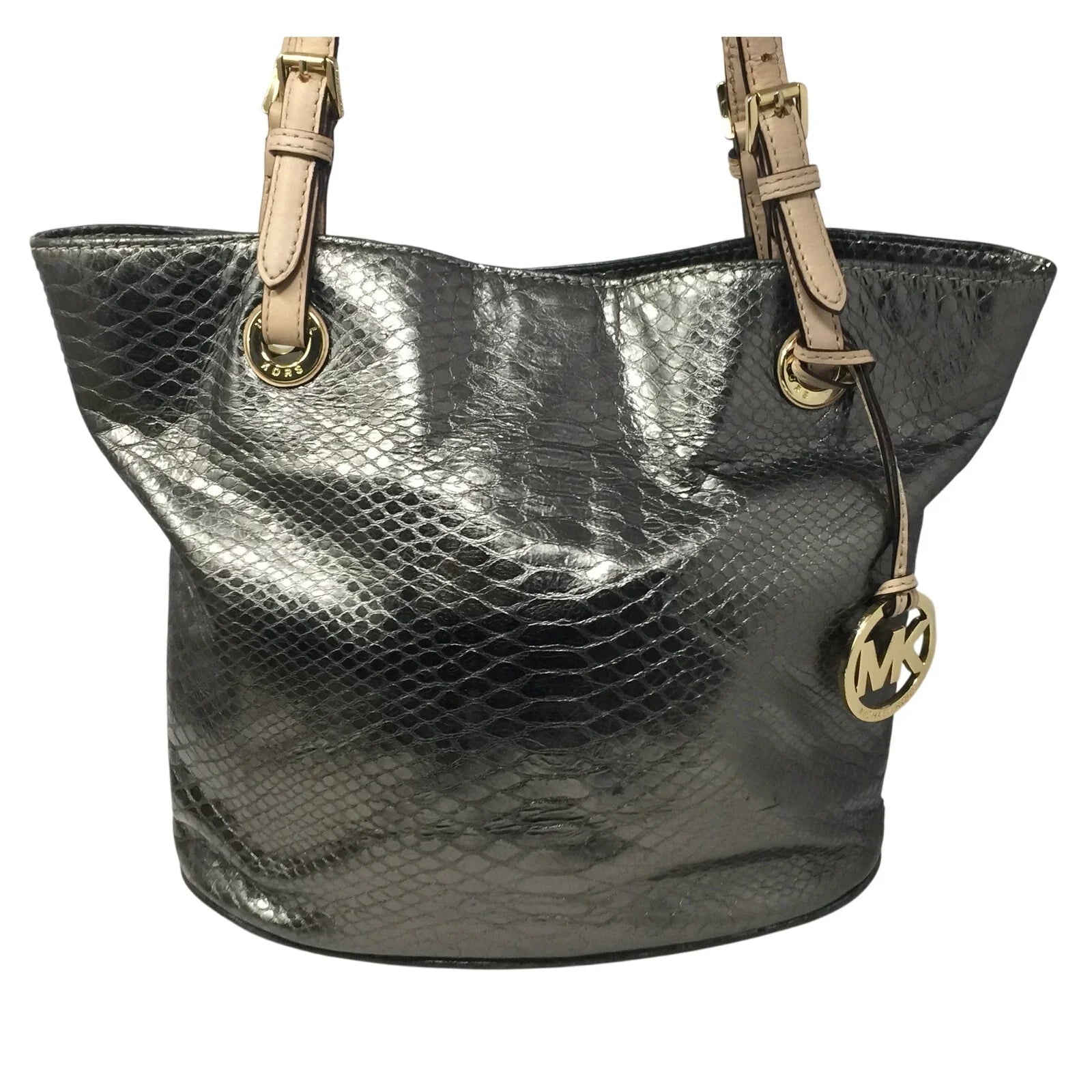Michael Kors Jet Set Gray Leather Python Embossed Tote Bag - Michael Kors - Shoulder Bag - A+ Stuff