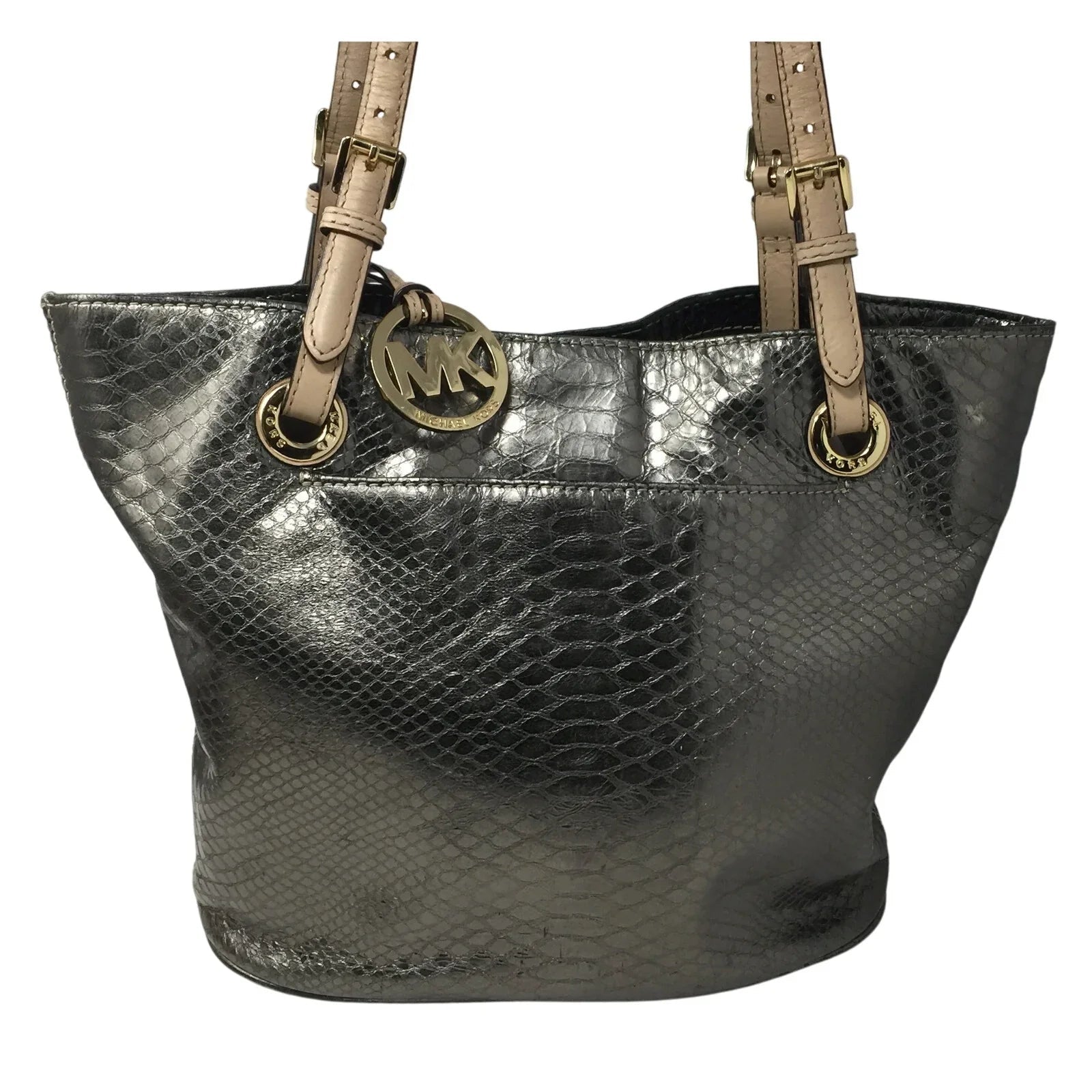 Michael Kors Jet Set Gray Leather Python Embossed Tote Bag - Michael Kors - Shoulder Bag - A+ Stuff