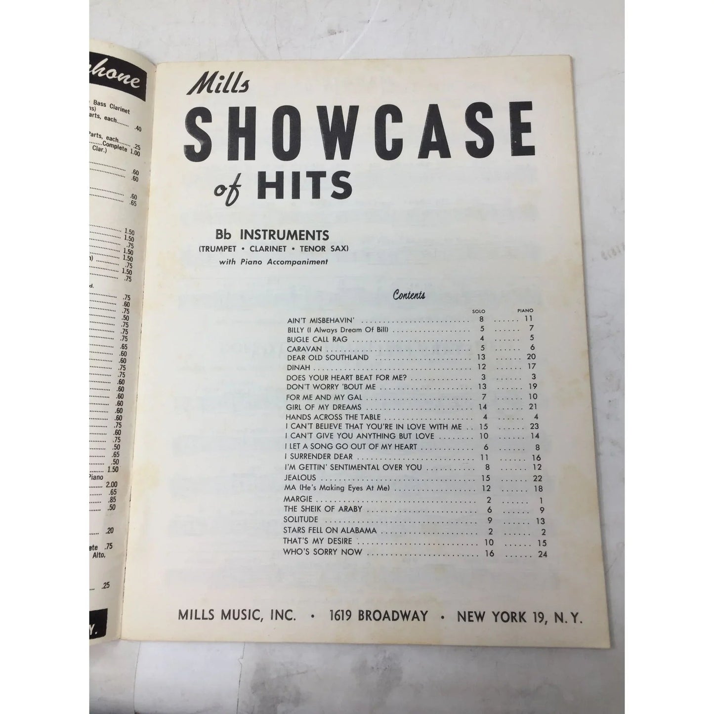 Mills Showcase of Hits Vintage Sheet Music Book - A+ Stuff - SHEET MUSIC - A+ Stuff