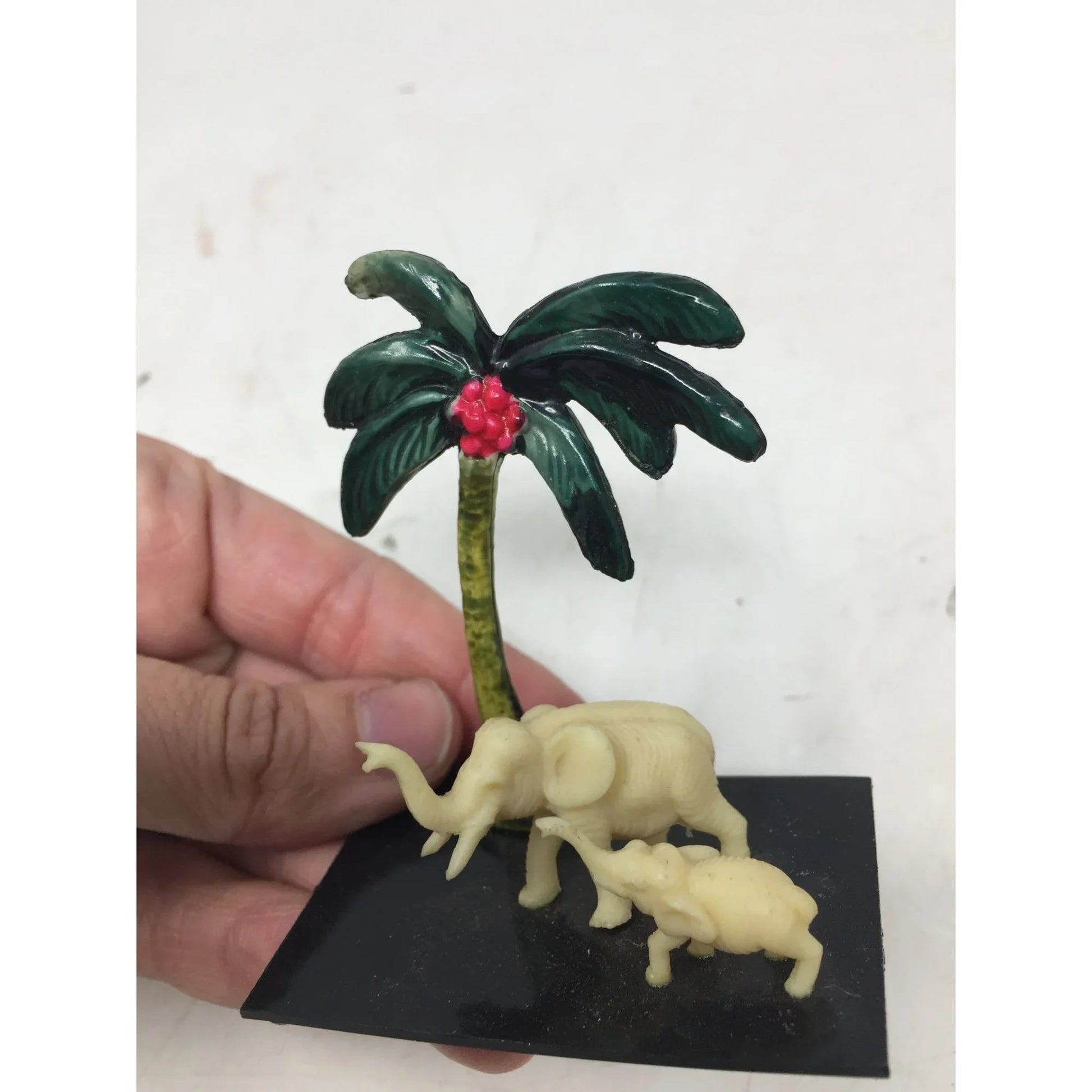 Miniature Carved Stone Elephants with Palm Tree Figurine - A+ Stuff - Figurines - A+ Stuff