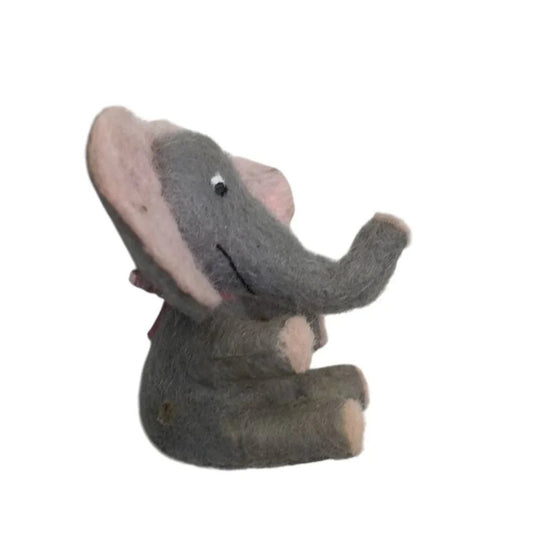 Miniature Gray and Pink Soft Elephant Figurine - A+ Stuff - figurines - A+ Stuff
