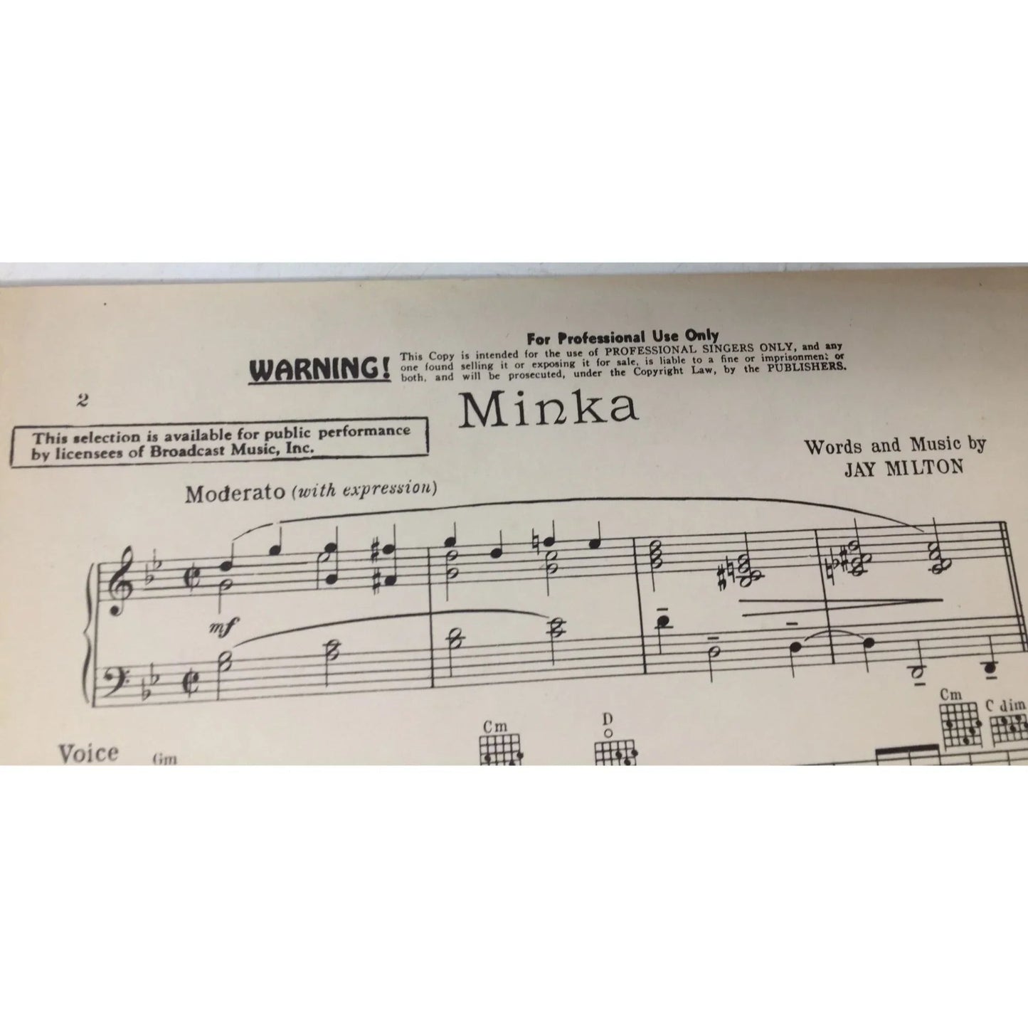 ''Minka'' Words and music by Jay Milton - Vintage 1941 Sheet Music - A+ Stuff - sheet music - A+ Stuff