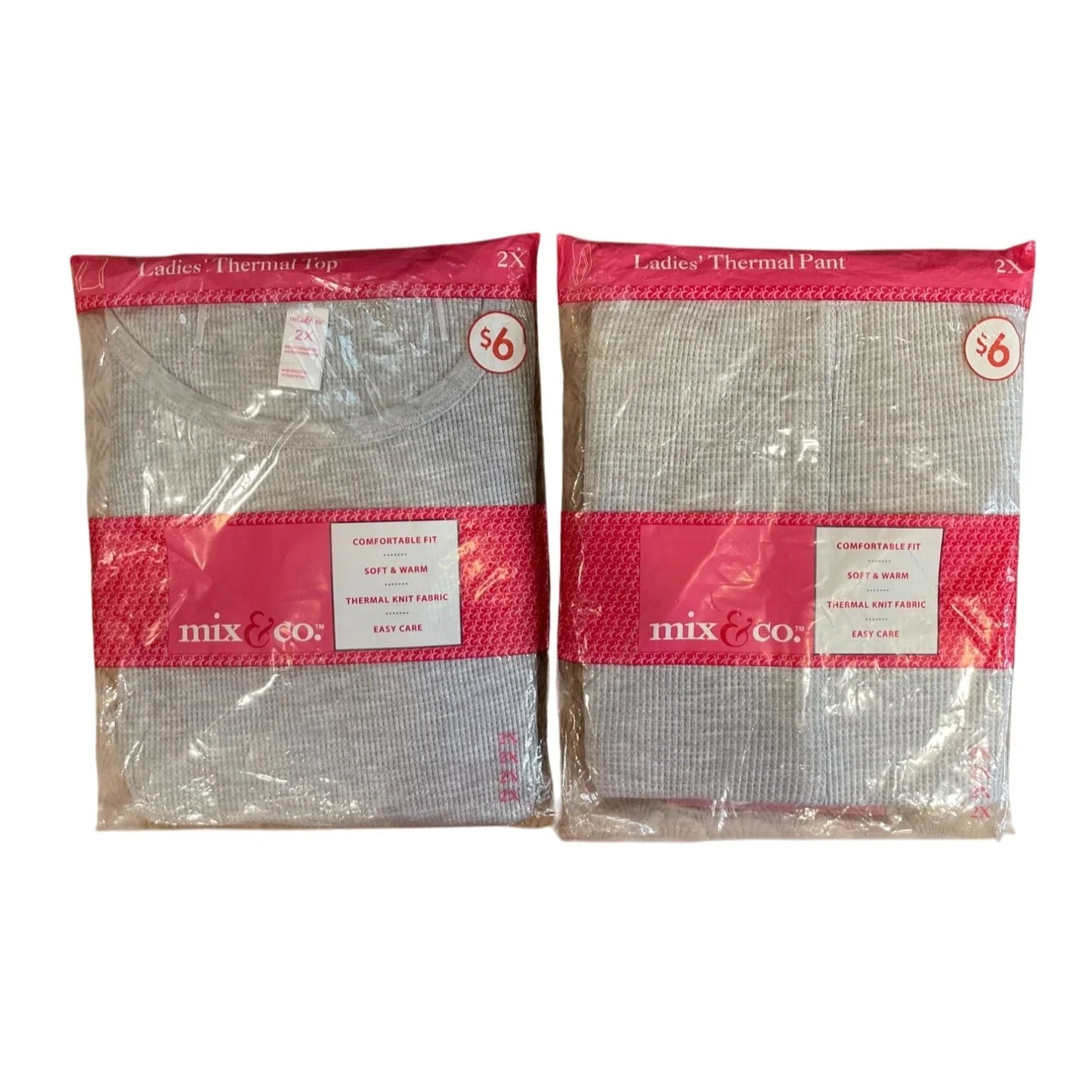 mix & co. Women's Gray Thermal Knit Fabric Pants & Top Size 2X - A+ Stuff - Shirts & Tops - A+ Stuff
